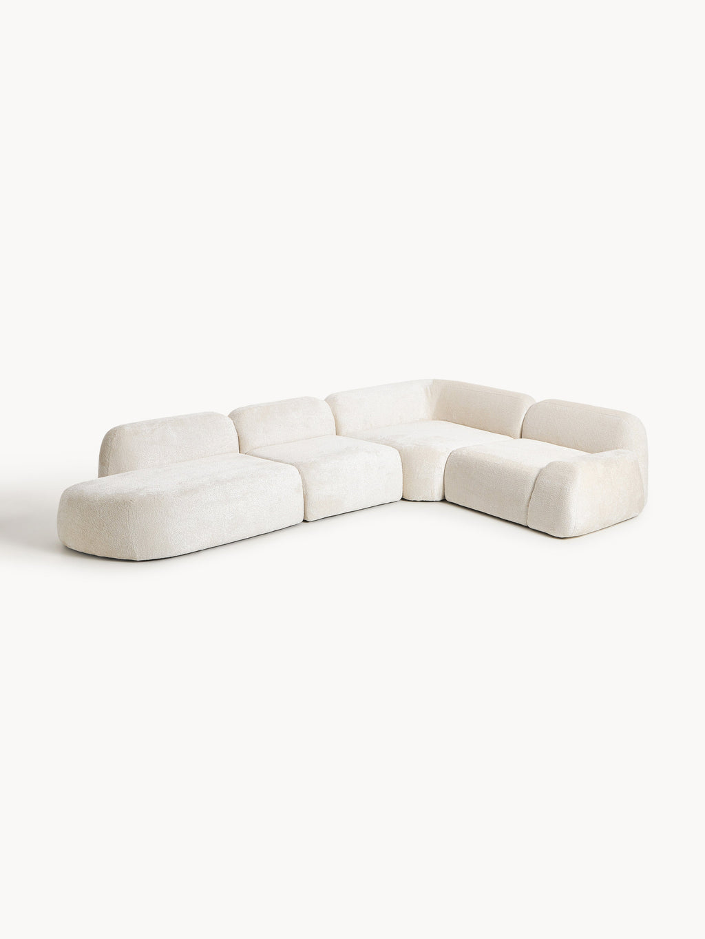Wolke XL Modular Teddy Bouclé Corner Sofa with Chaise End