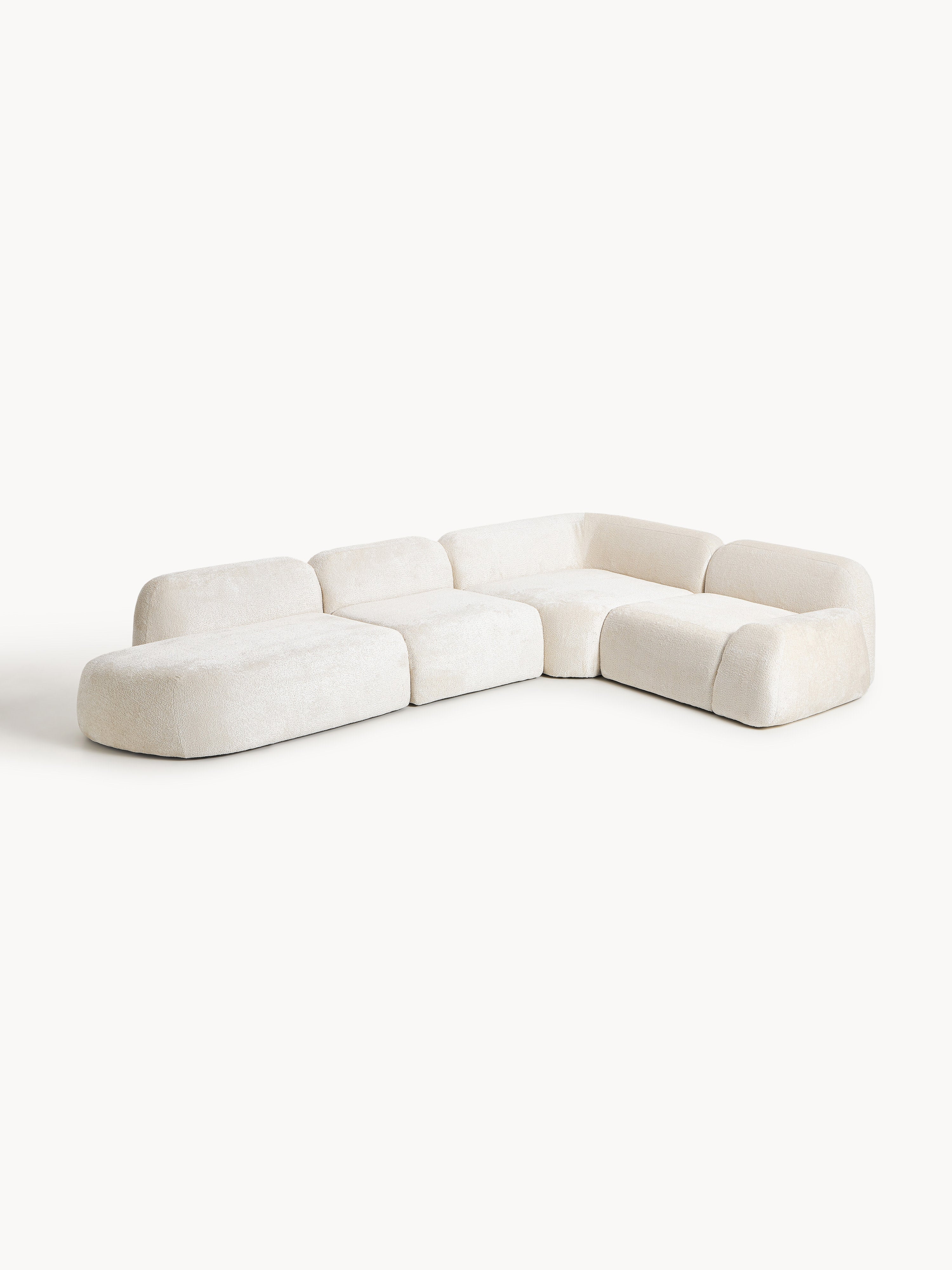 Wolke XL Modular Teddy Bouclé Corner Sofa with Chaise End