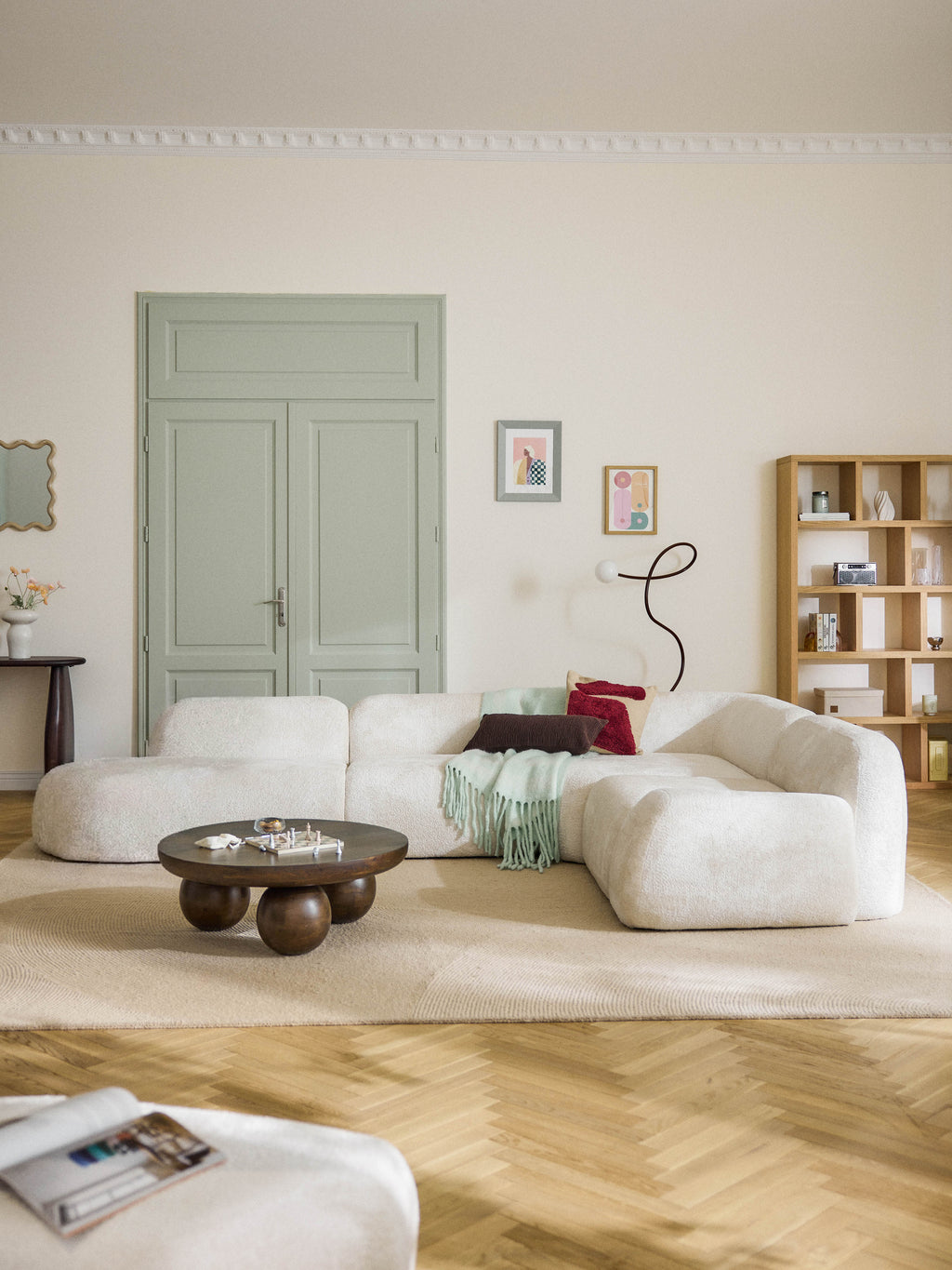 Wolke XL Modular Teddy Bouclé Corner Sofa with Chaise End