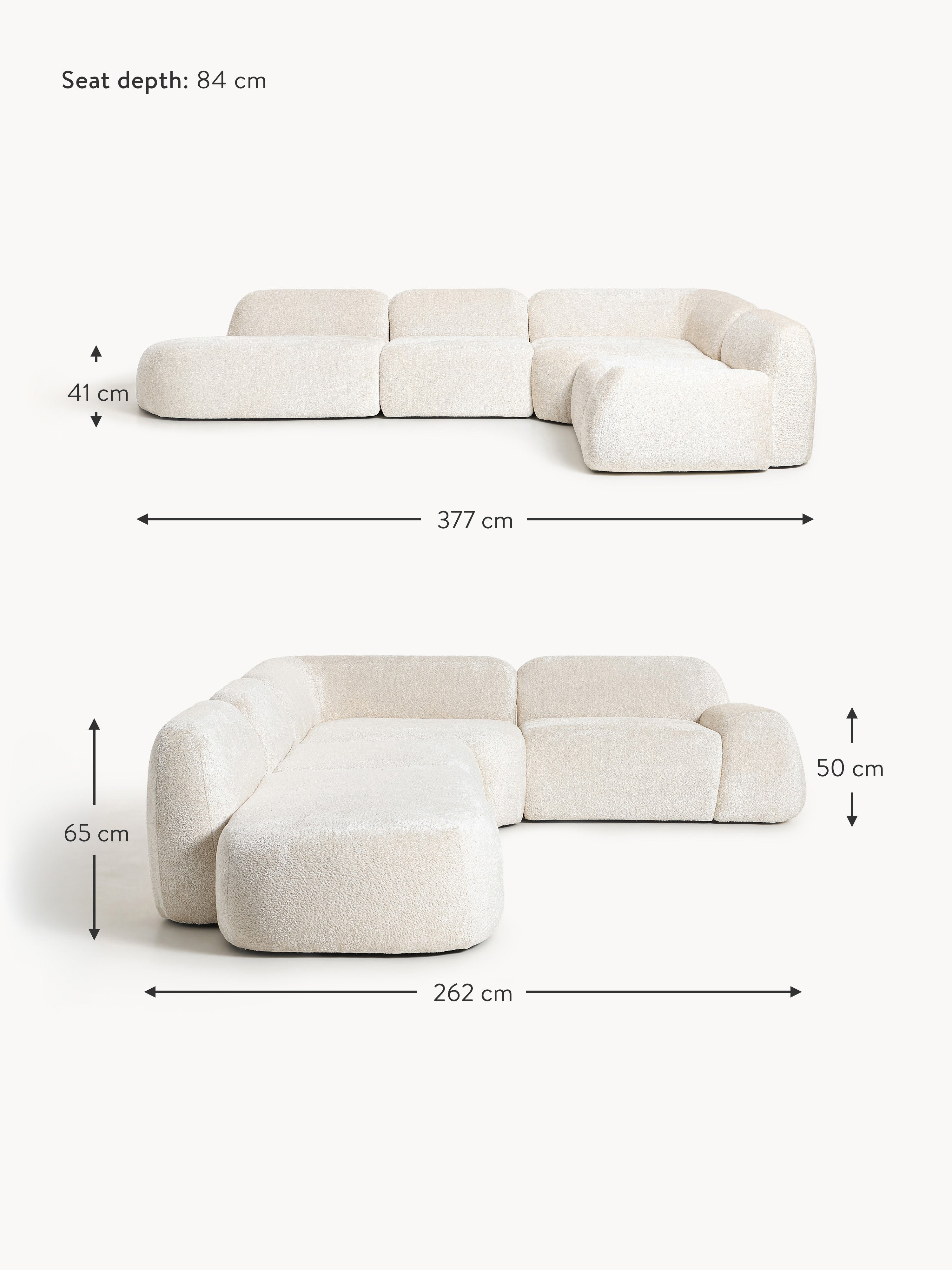Wolke XL Modular Teddy Bouclé Corner Sofa with Chaise End
