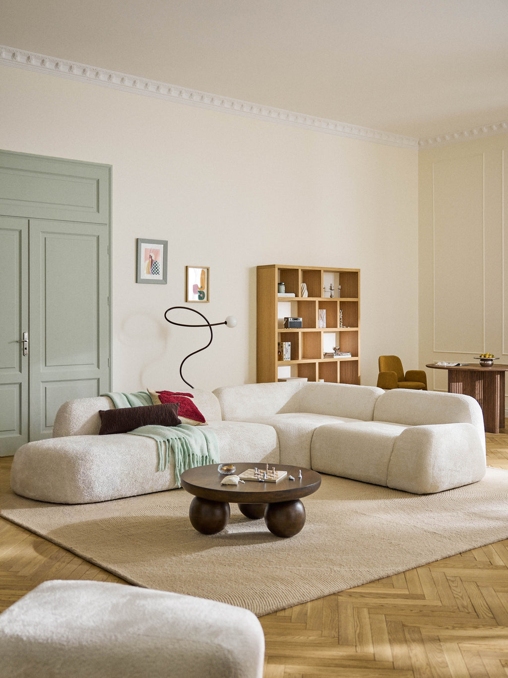 Wolke XL Modular Teddy Bouclé Corner Sofa with Chaise End