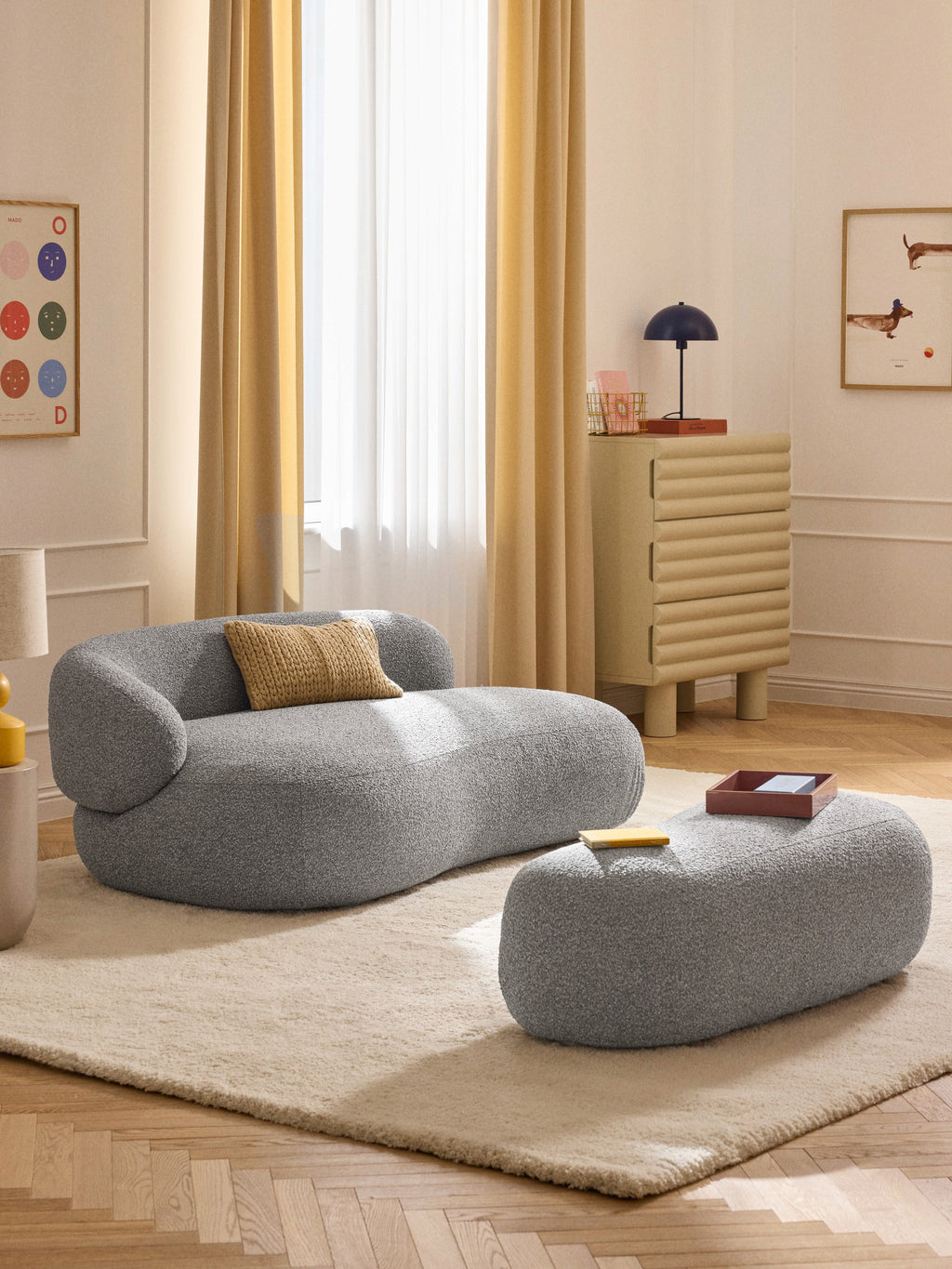 Alba Bouclé XL Ottoman