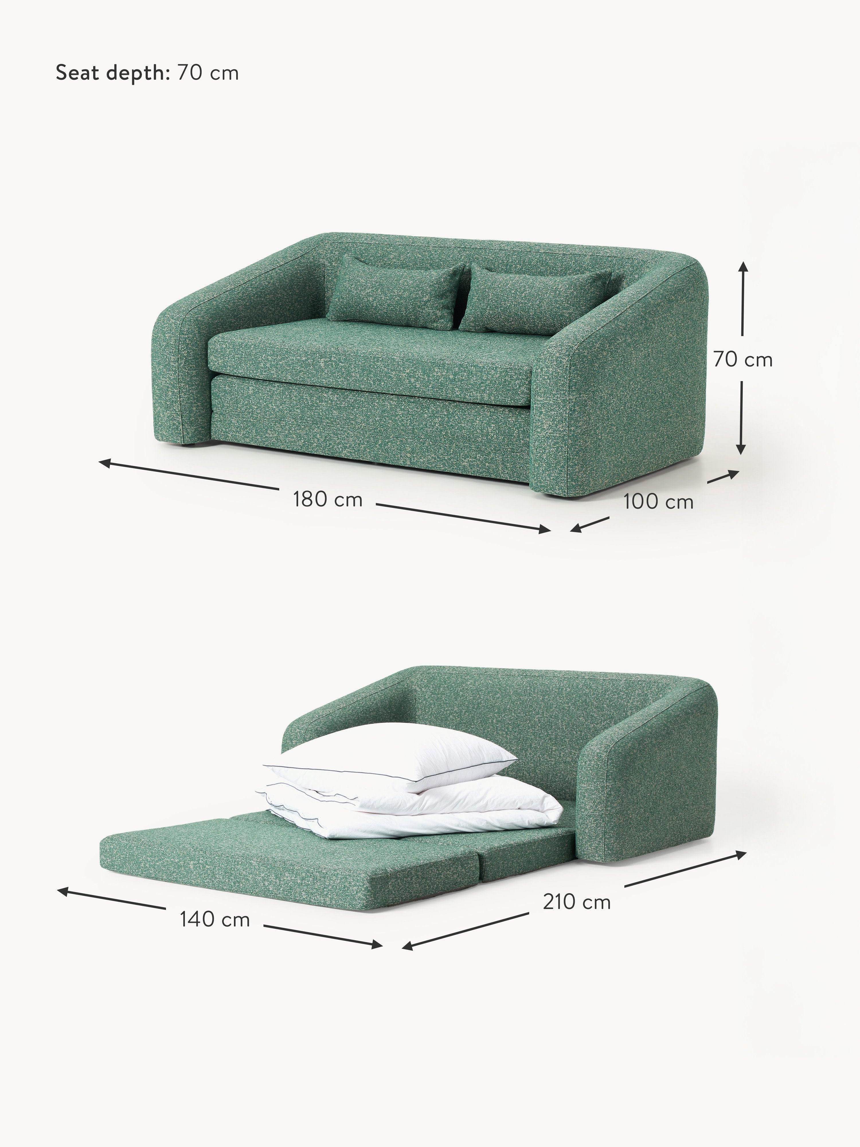Eliot Bouclé Sofa Bed (2-seater)