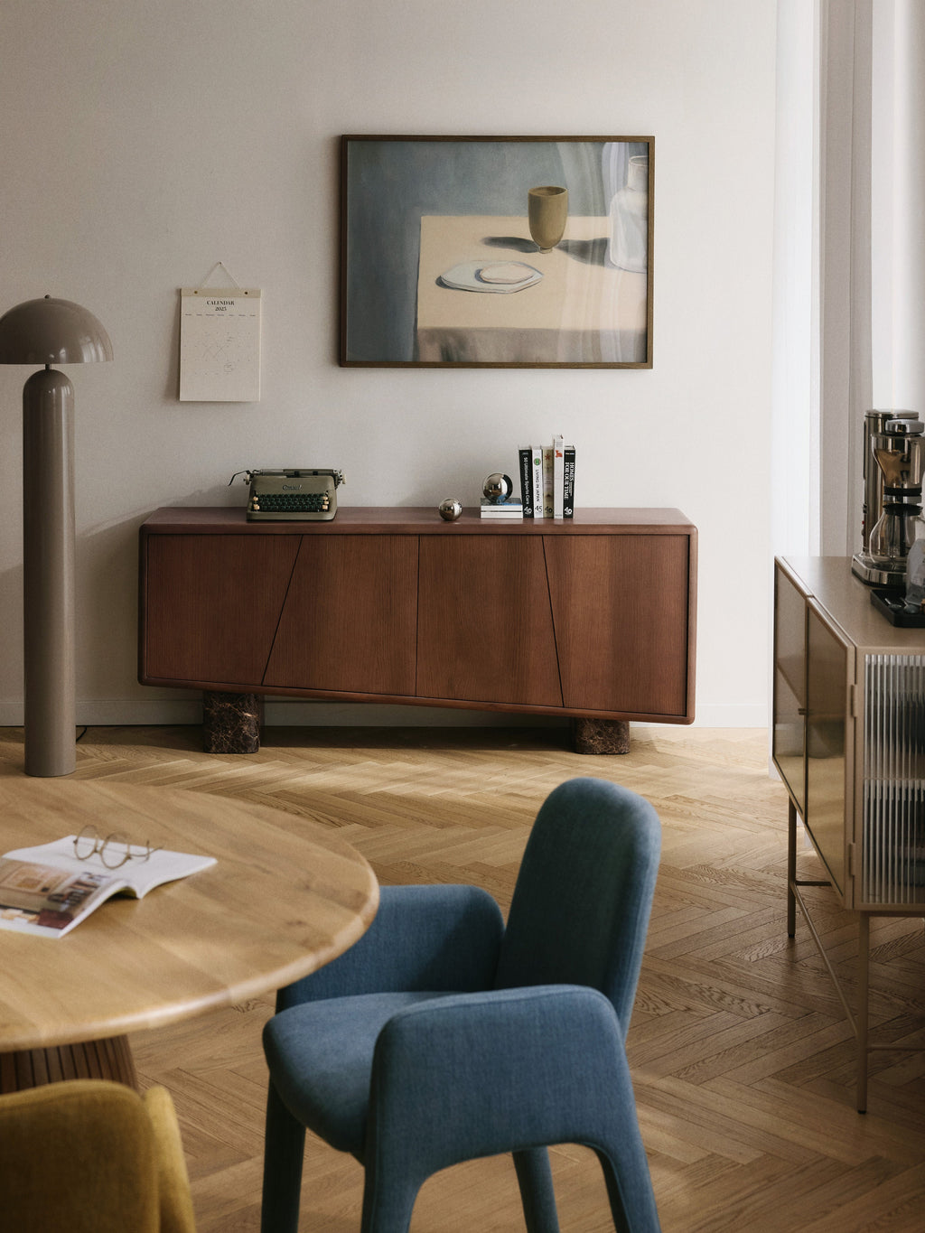 Tundra Wooden Sideboard with Emperador Marble Legs