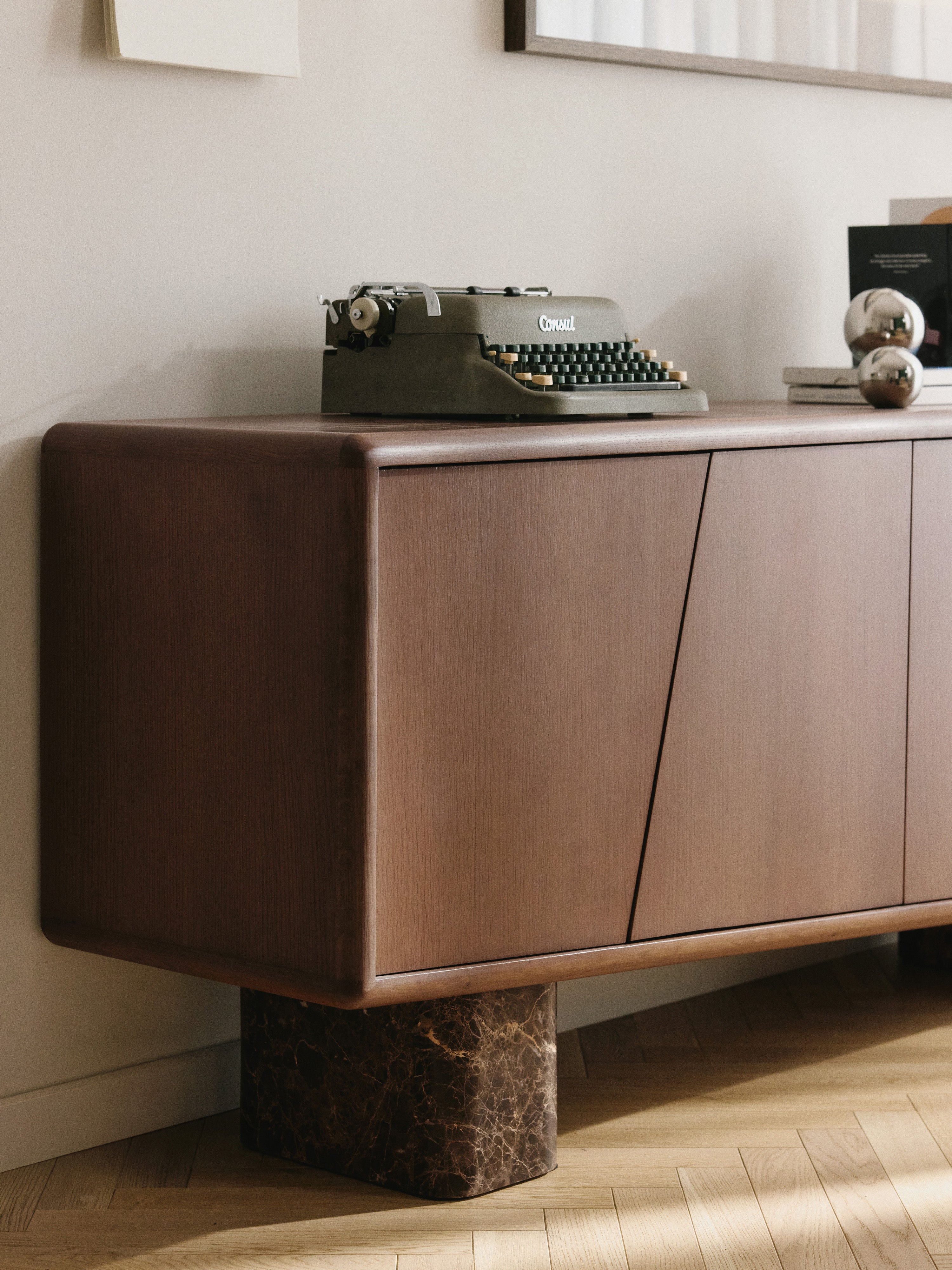 Tundra Wooden Sideboard with Emperador Marble Legs