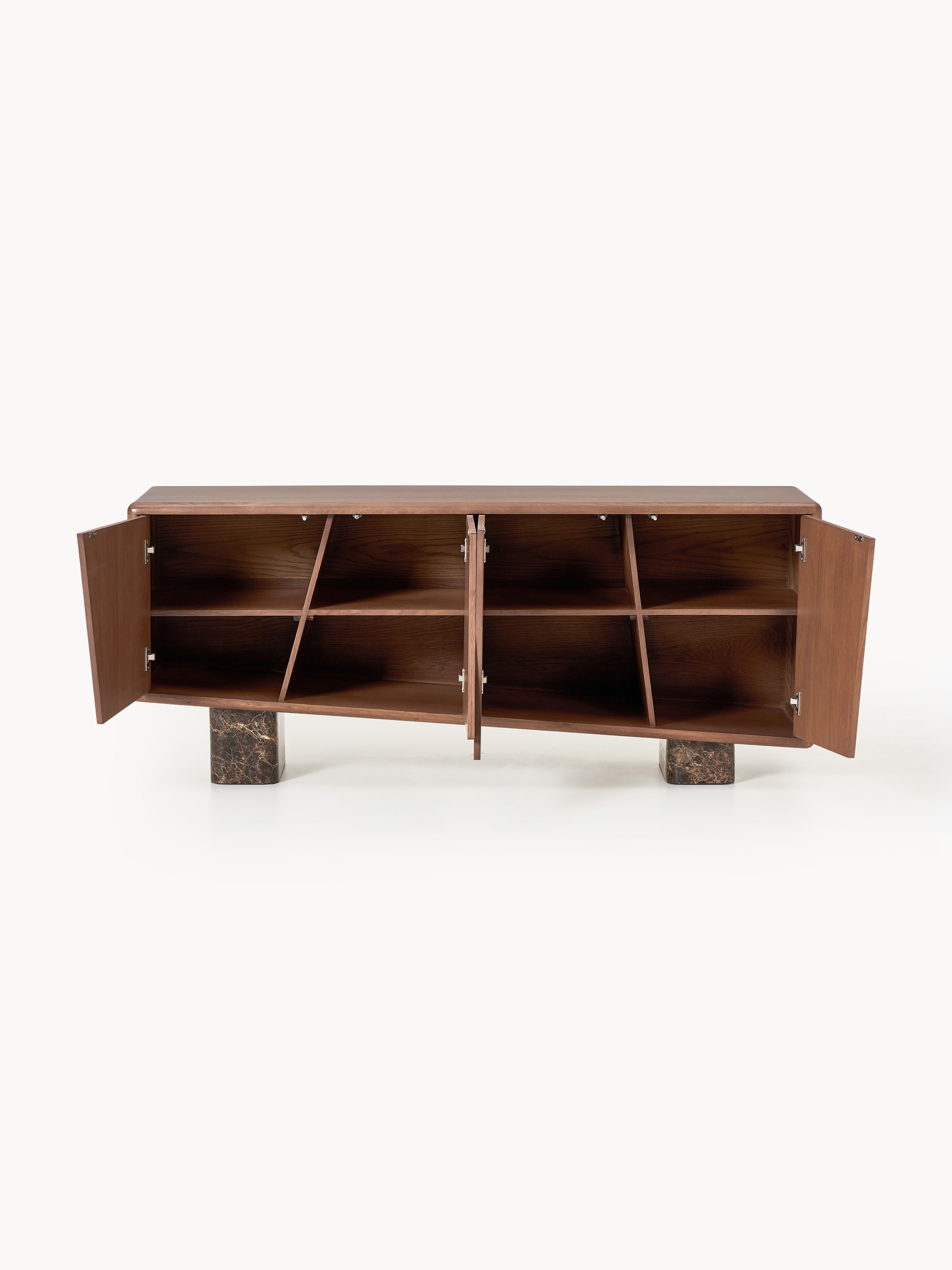 Tundra Wooden Sideboard with Emperador Marble Legs