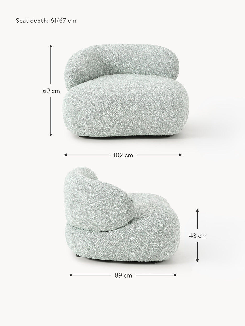 Alba Bouclé Lounge Armchair