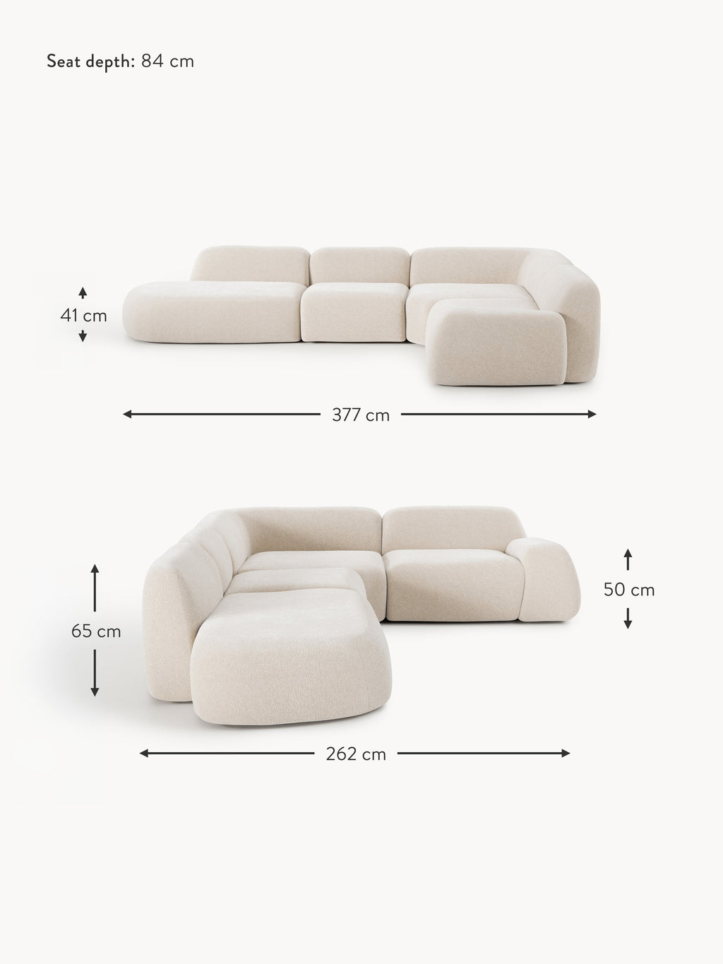 Wolke XL Modular Corner Sofa with Chaise End