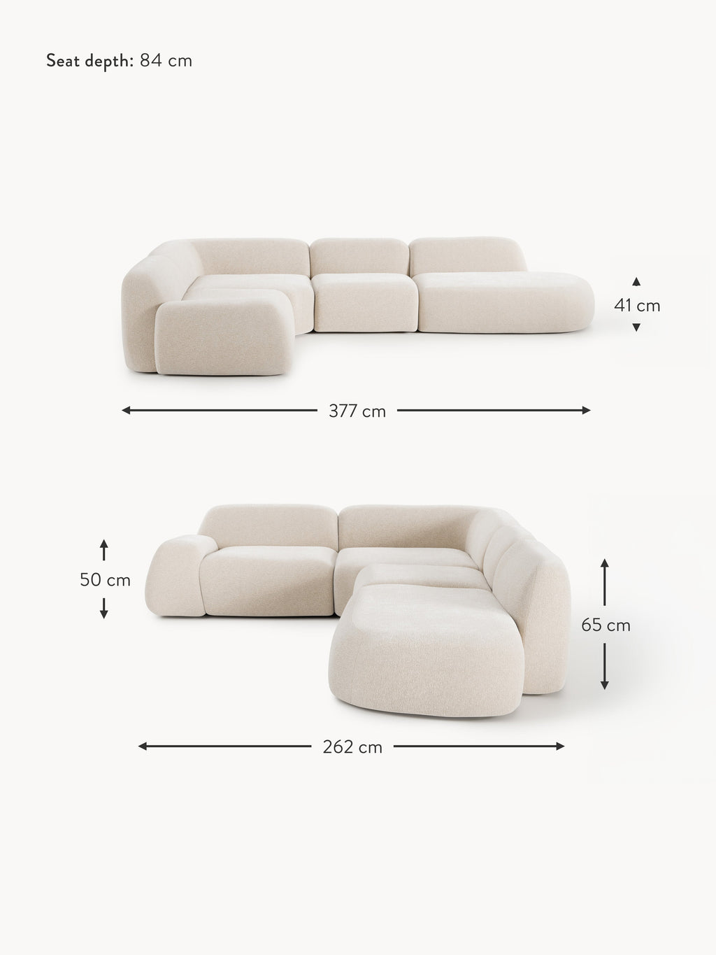 Wolke XL Modular Corner Sofa with Chaise End