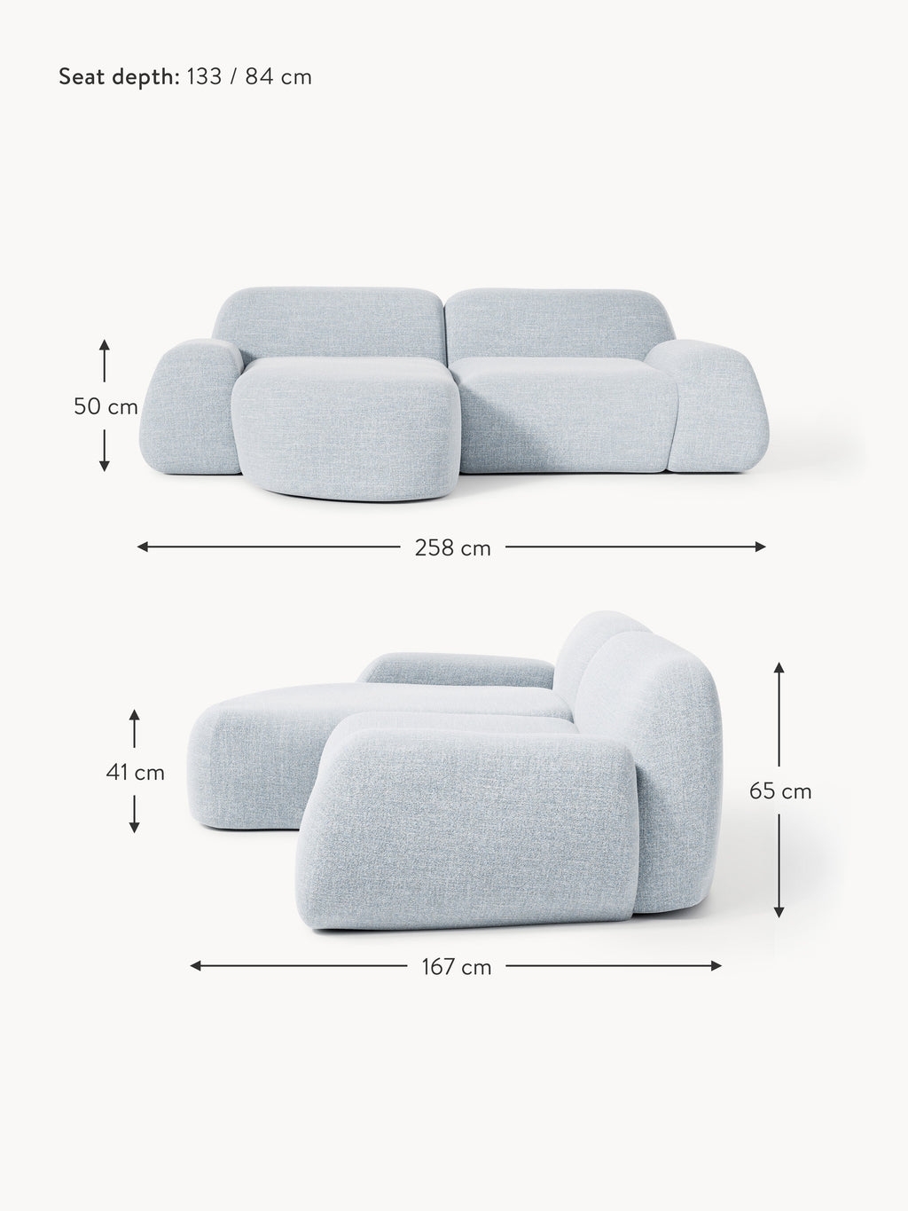 Wolke Modular Bouclé Corner Sofa (3-seater)
