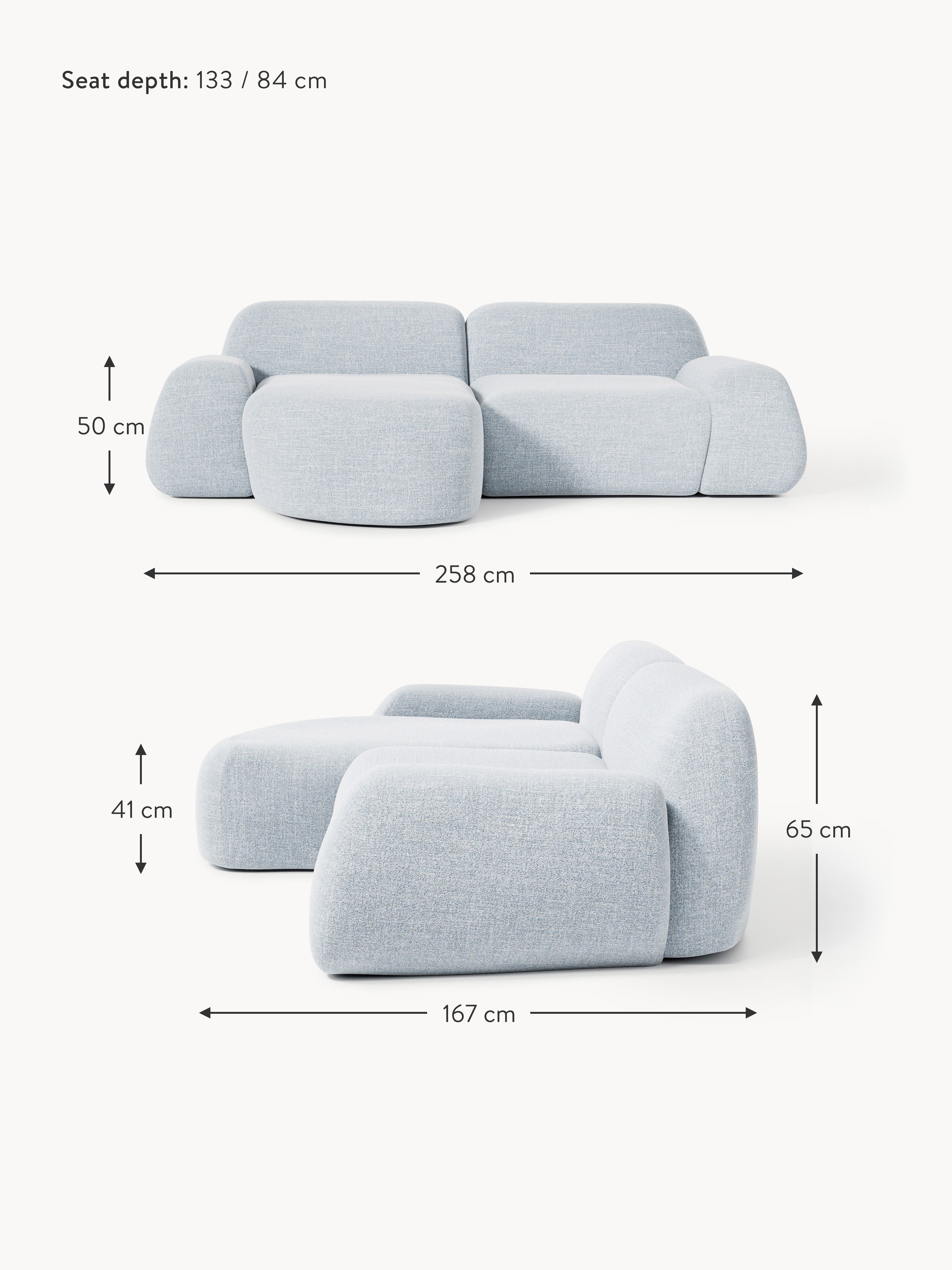 Wolke Modular Bouclé Corner Sofa (3-seater)