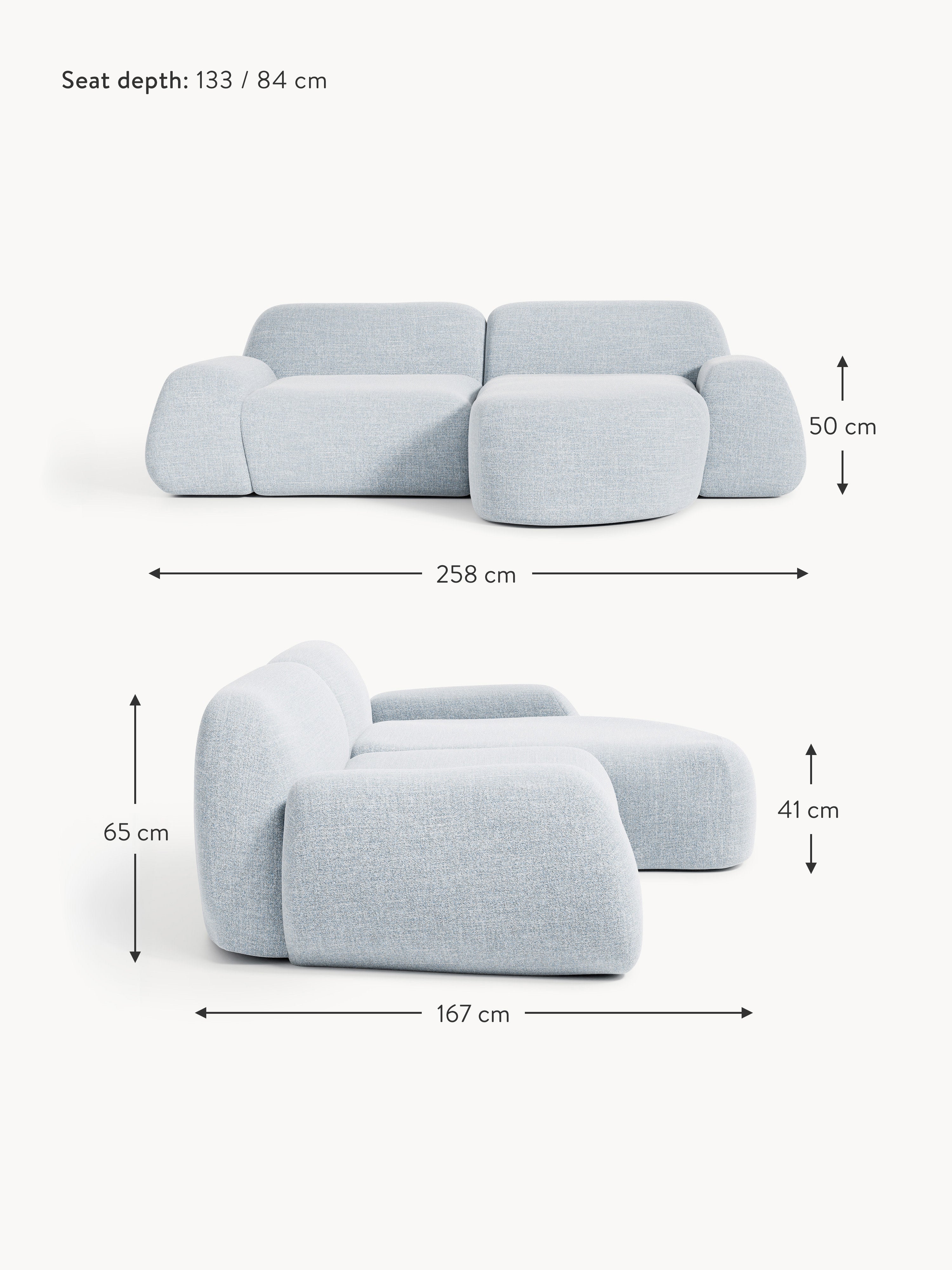 Wolke Modular Bouclé Corner Sofa (3-seater)