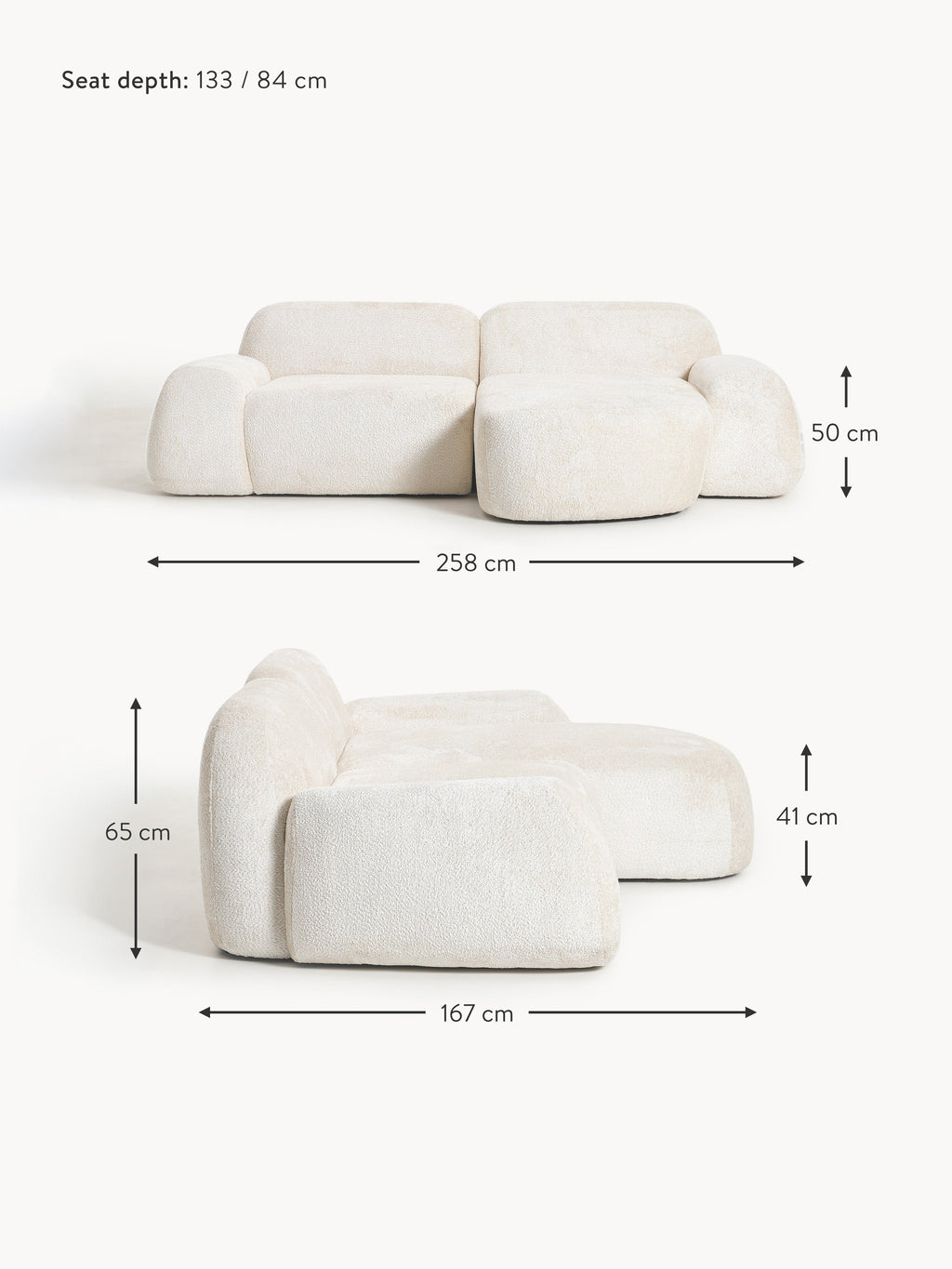 Wolke Modular Teddy Bouclé Corner Sofa (3-seater)