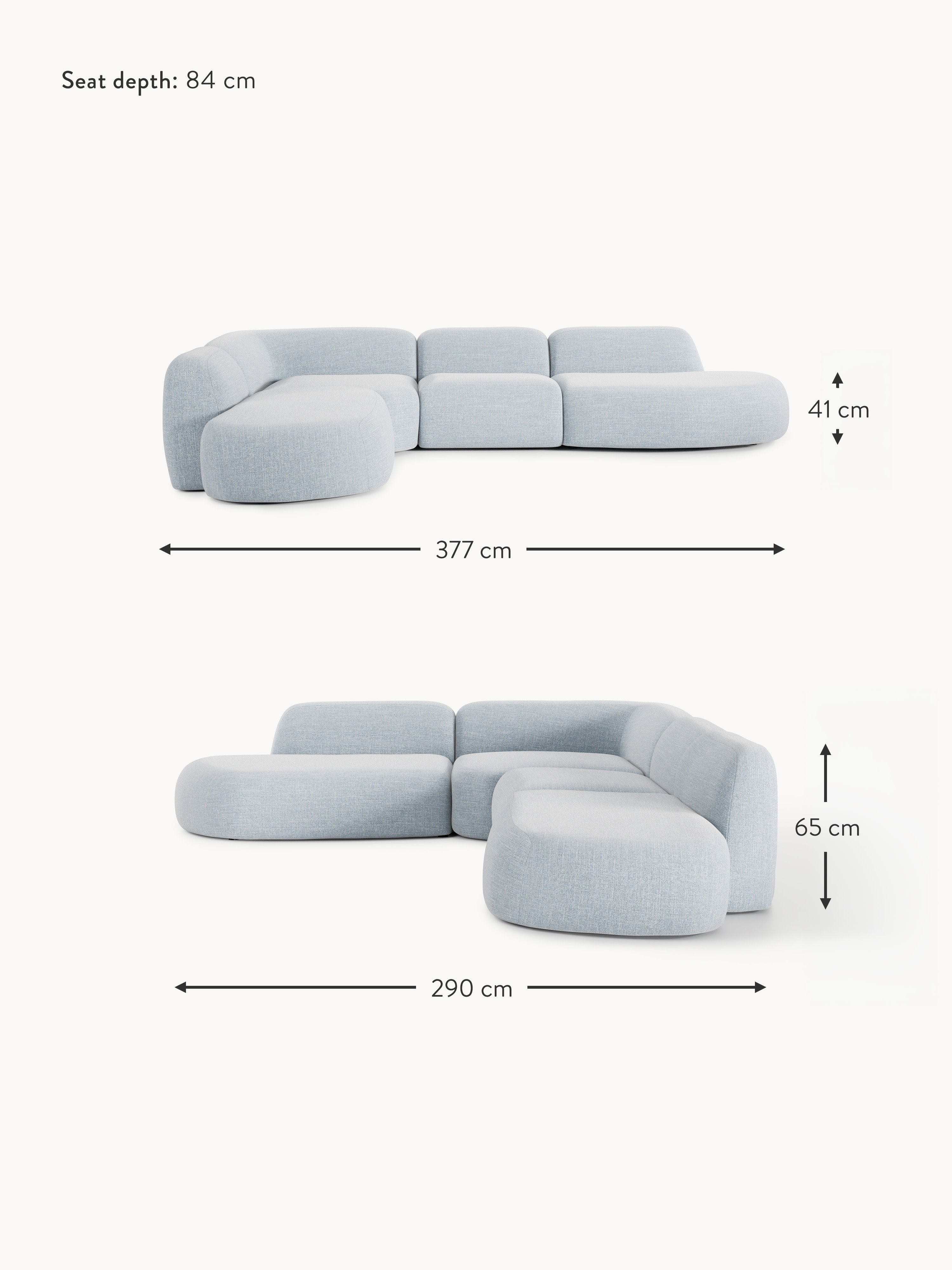 Wolke XL Modular Bouclé Corner Sofa with Chaise Ends