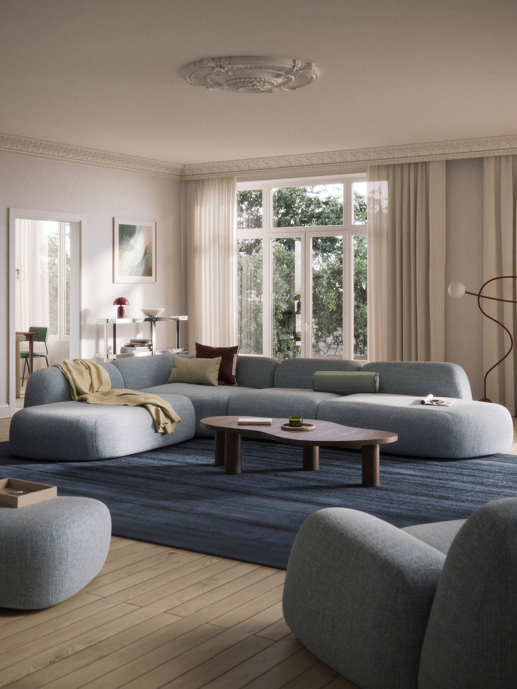 Wolke XL Modular Bouclé Corner Sofa with Chaise Ends
