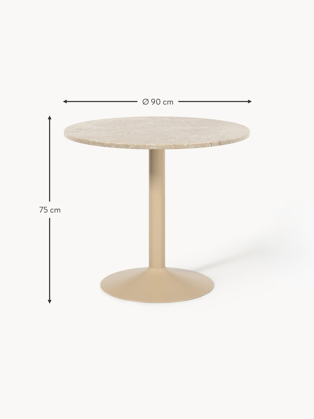 Miley Round Marble Dining Table, Ø 90 cm