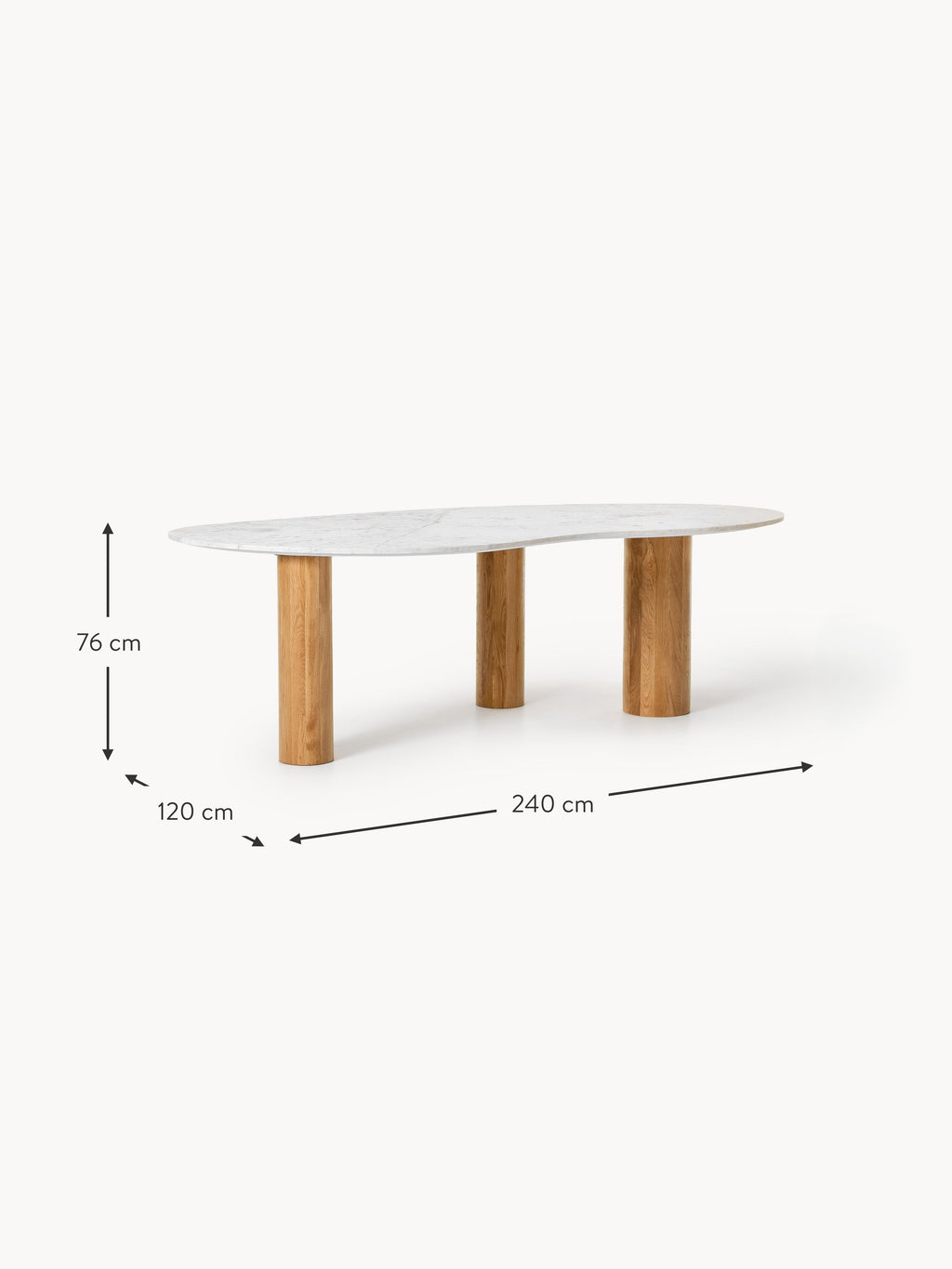 Naruto Organic-Shaped Marble Dining Table, in various sizes