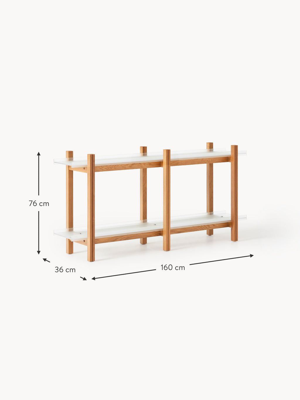 Alex Oak Shelving Unit with Glass Shelves