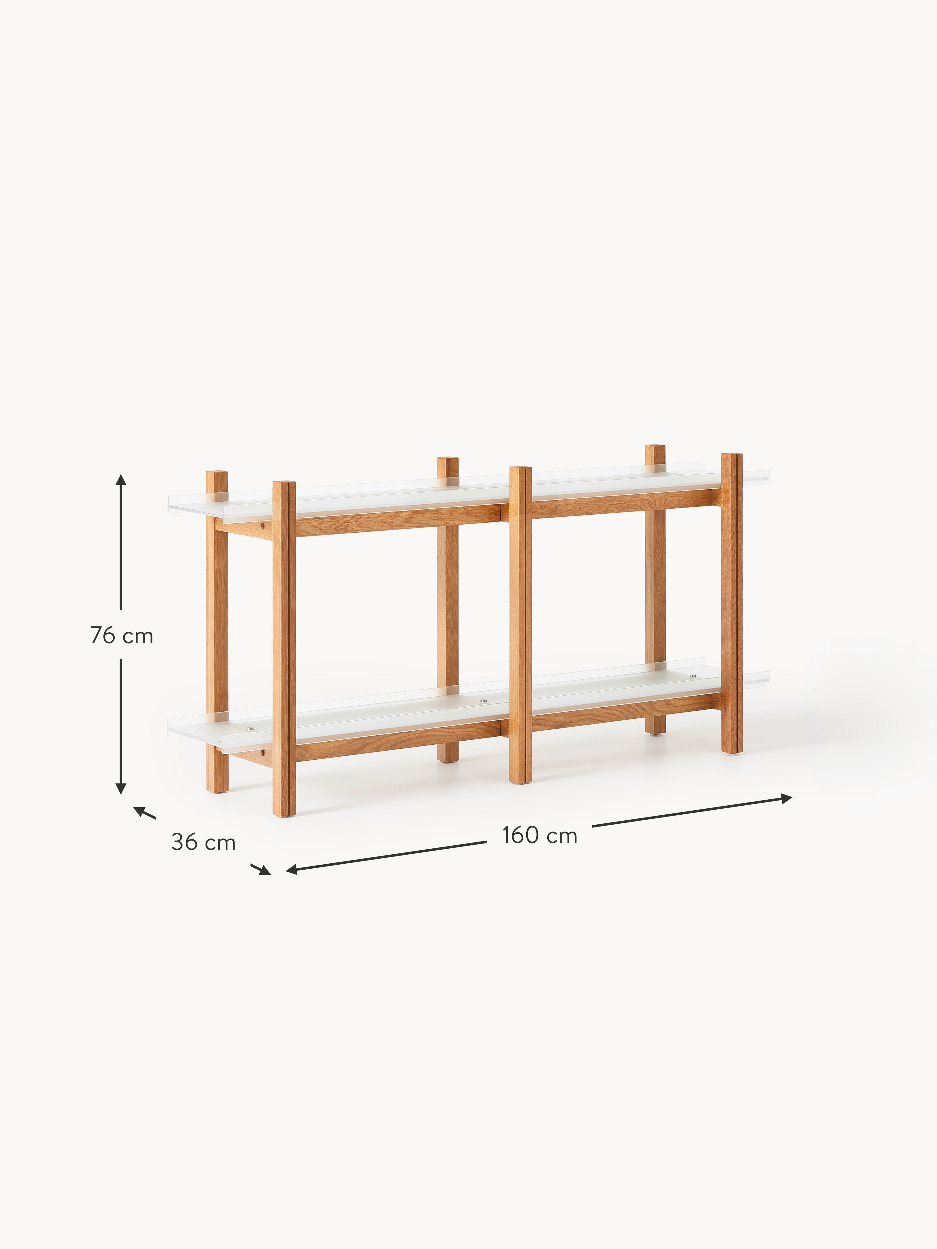 Alex Oak Shelving Unit with Glass Shelves