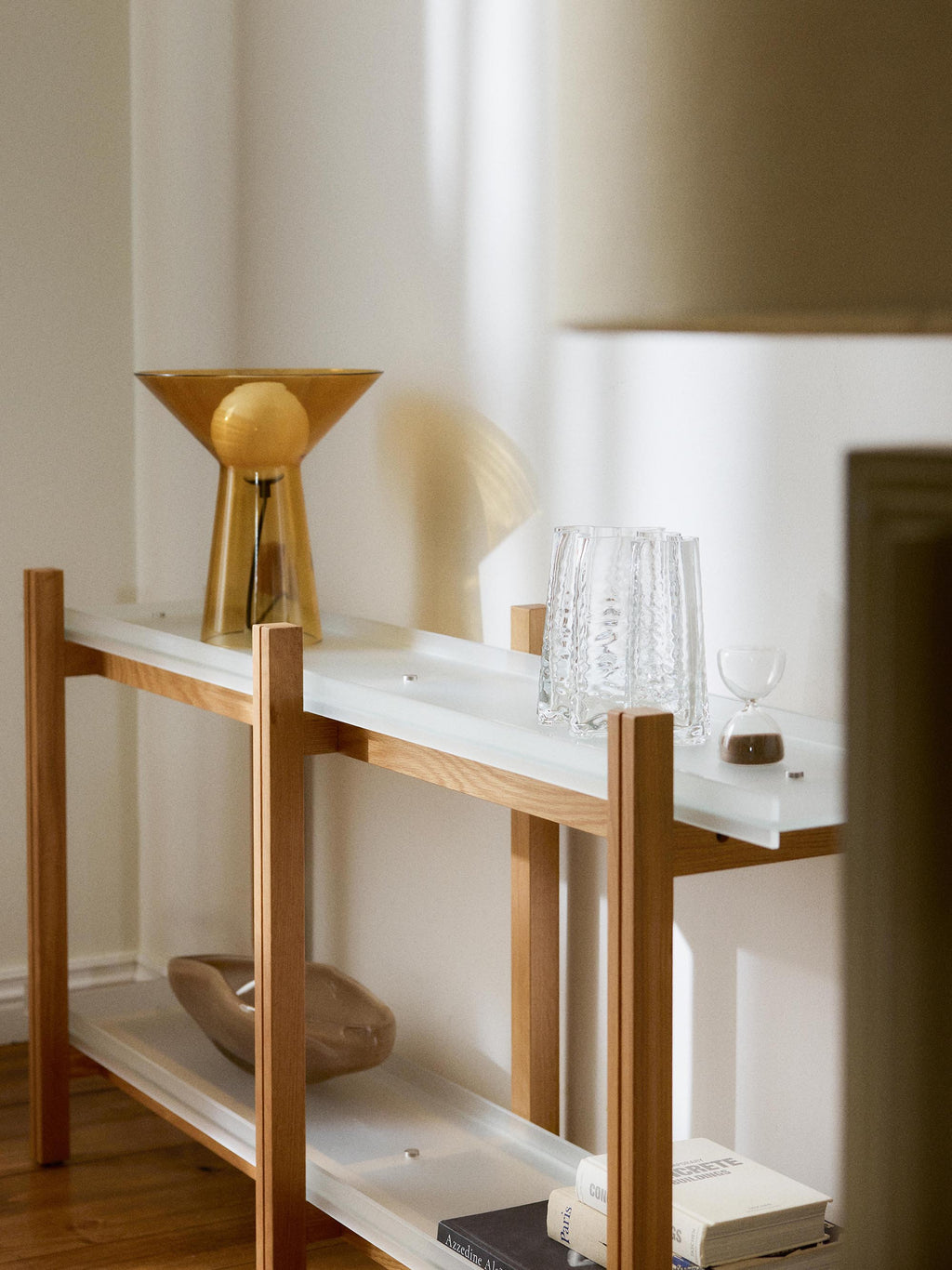 Alex Oak Shelving Unit with Glass Shelves