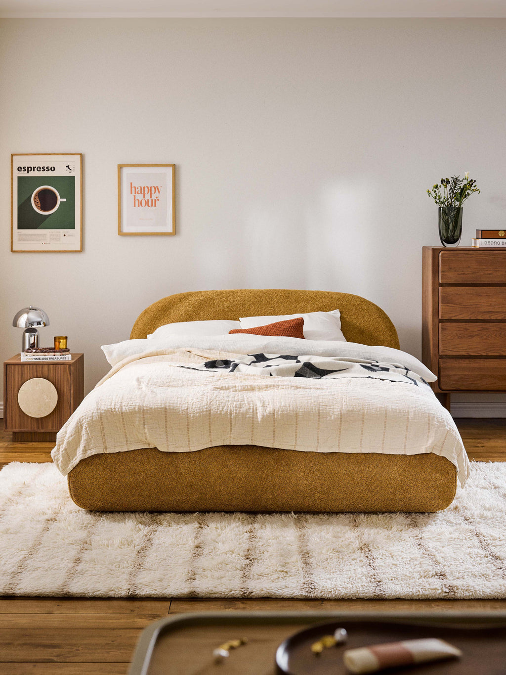 Alba Upholstered Teddy Bouclé Bed