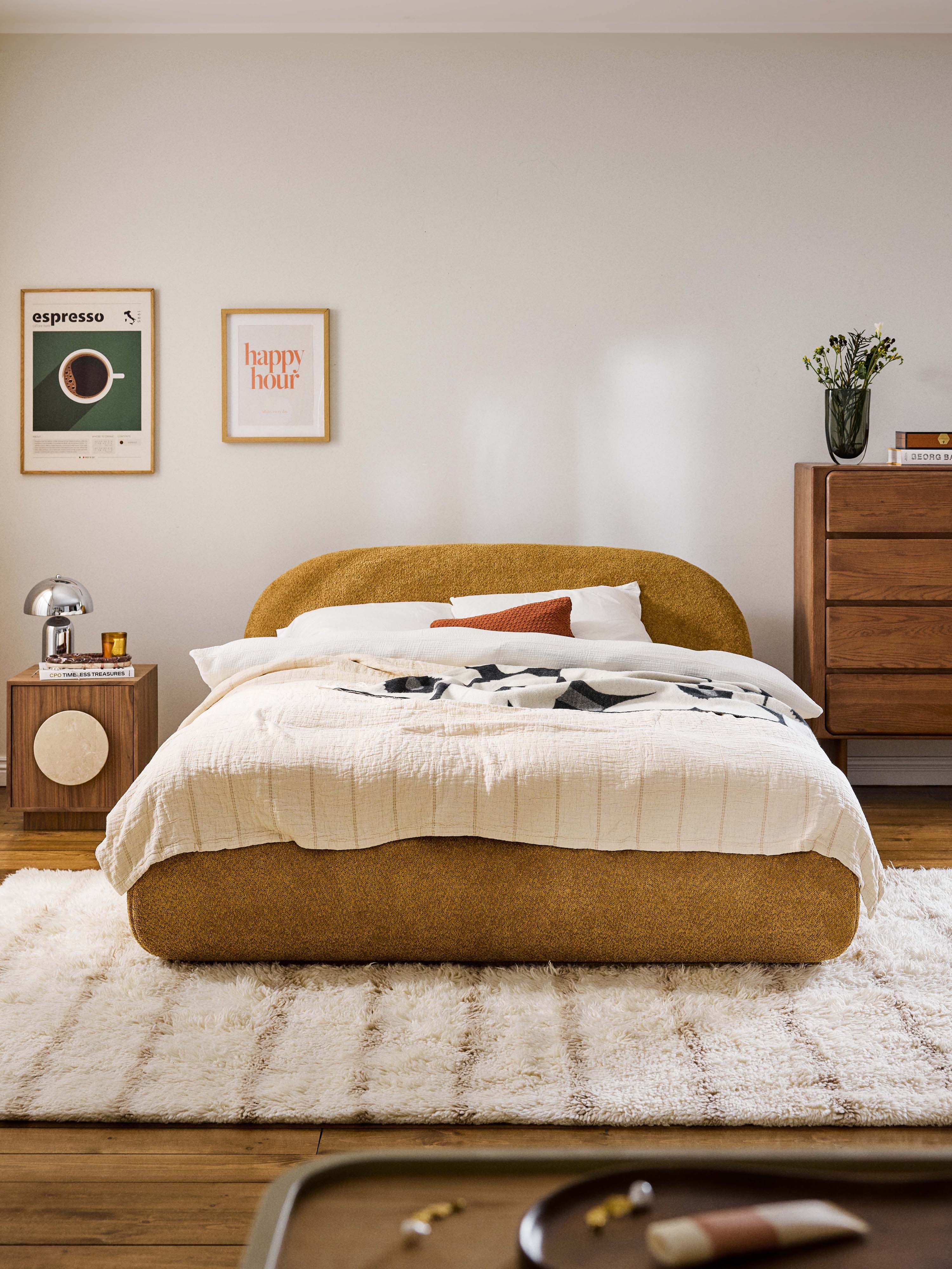 Alba Upholstered Teddy Bouclé Bed