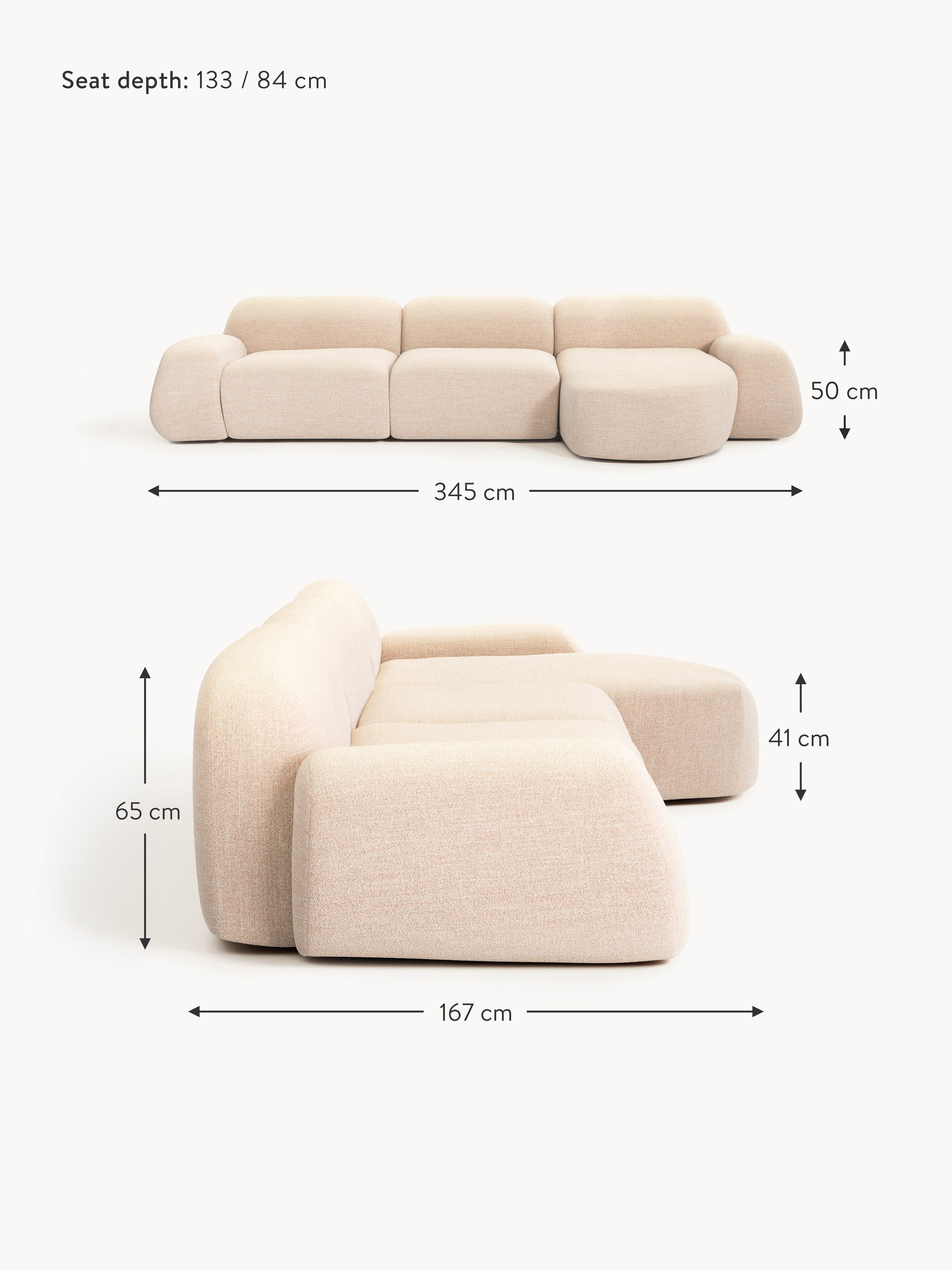 Wolke Modular Bouclé Corner Sofa (4-seater)