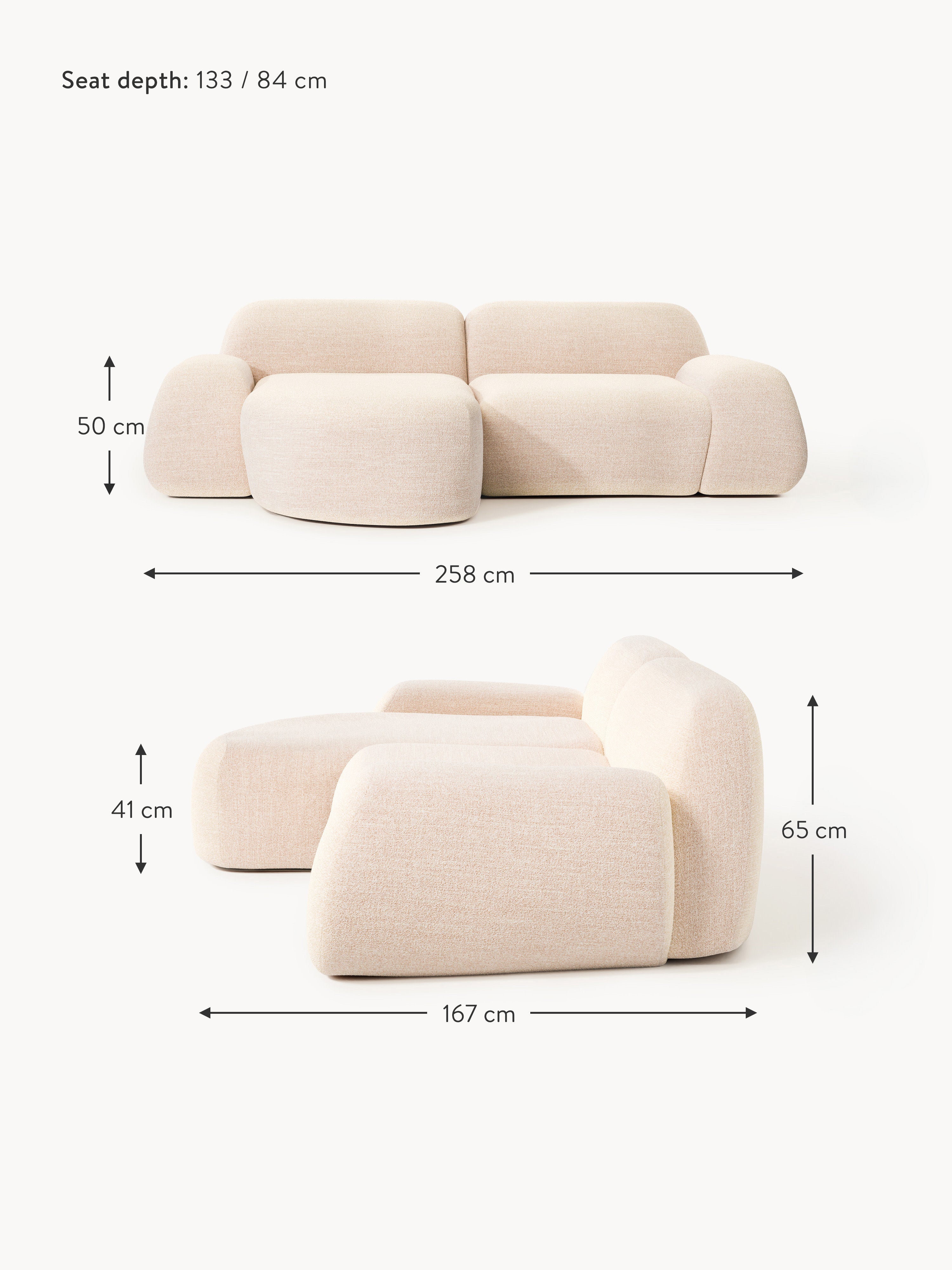 Wolke Modular Bouclé Corner Sofa (3-seater)