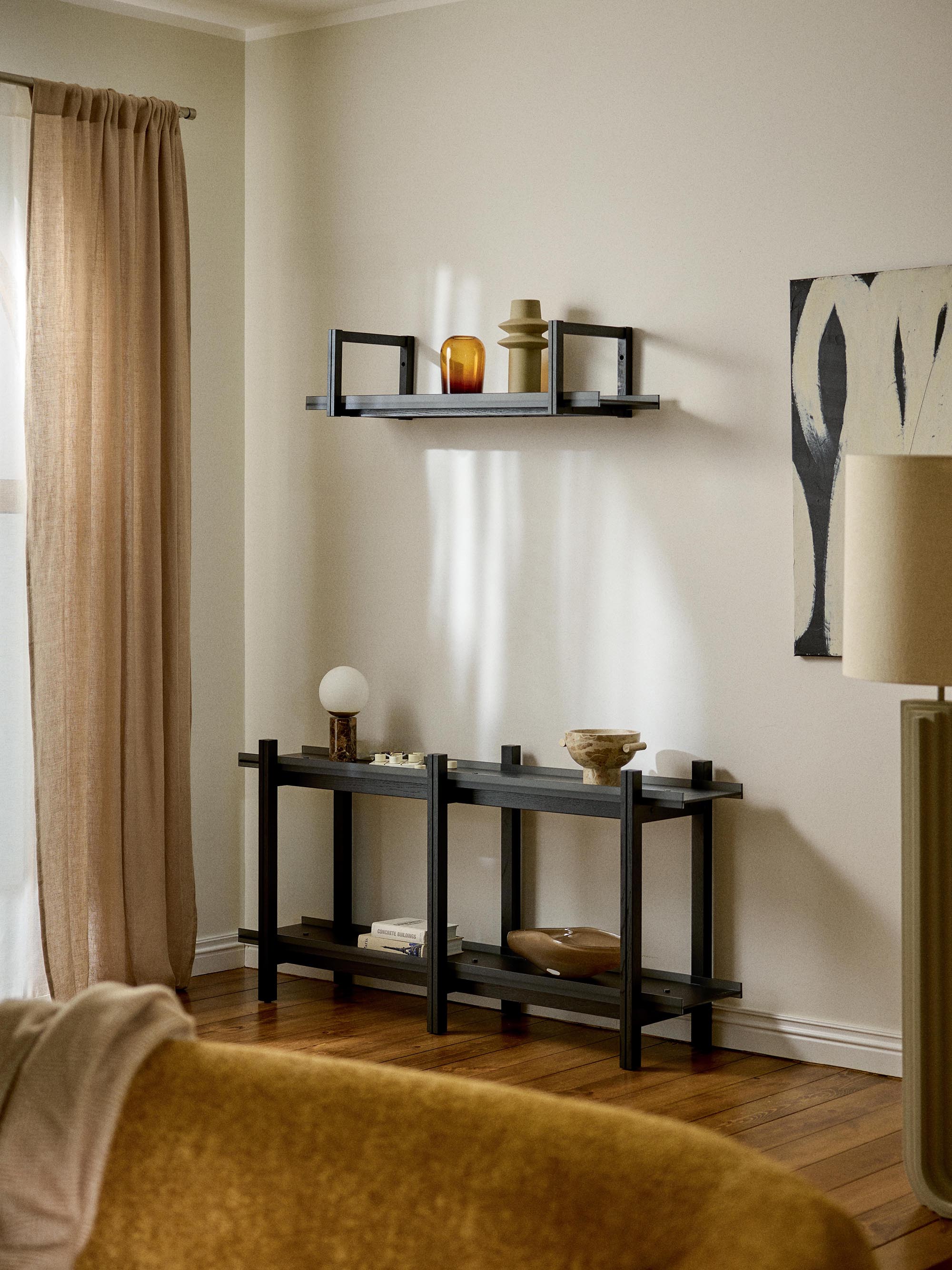 Alex Oak Shelving Unit with Glass Shelves