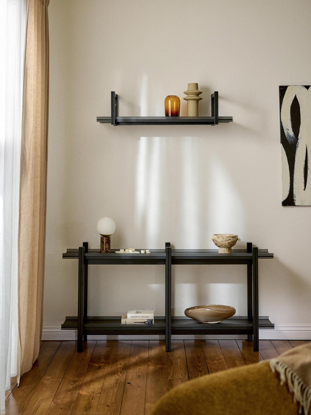 Alex Oak Shelving Unit with Glass Shelves