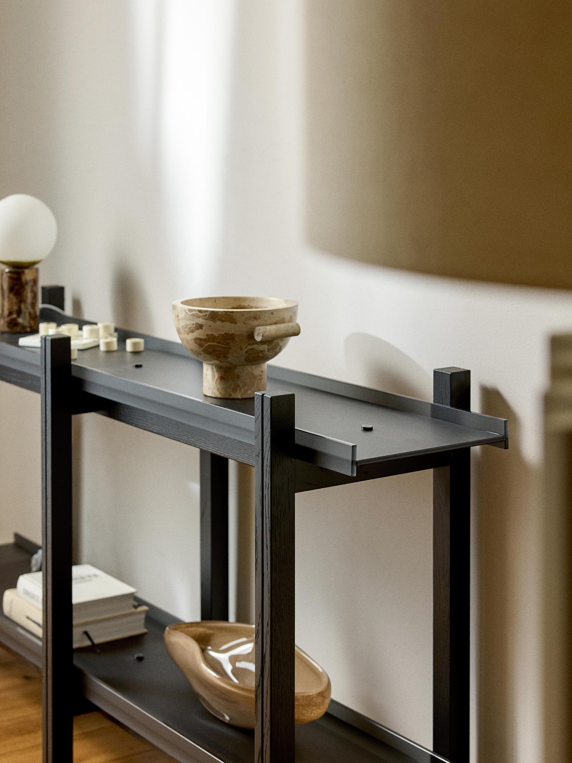 Alex Oak Shelving Unit with Glass Shelves