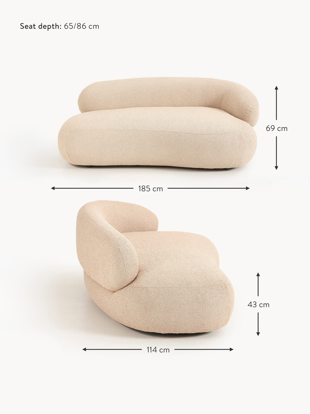 Alba Bouclé Sofa (2-seater)