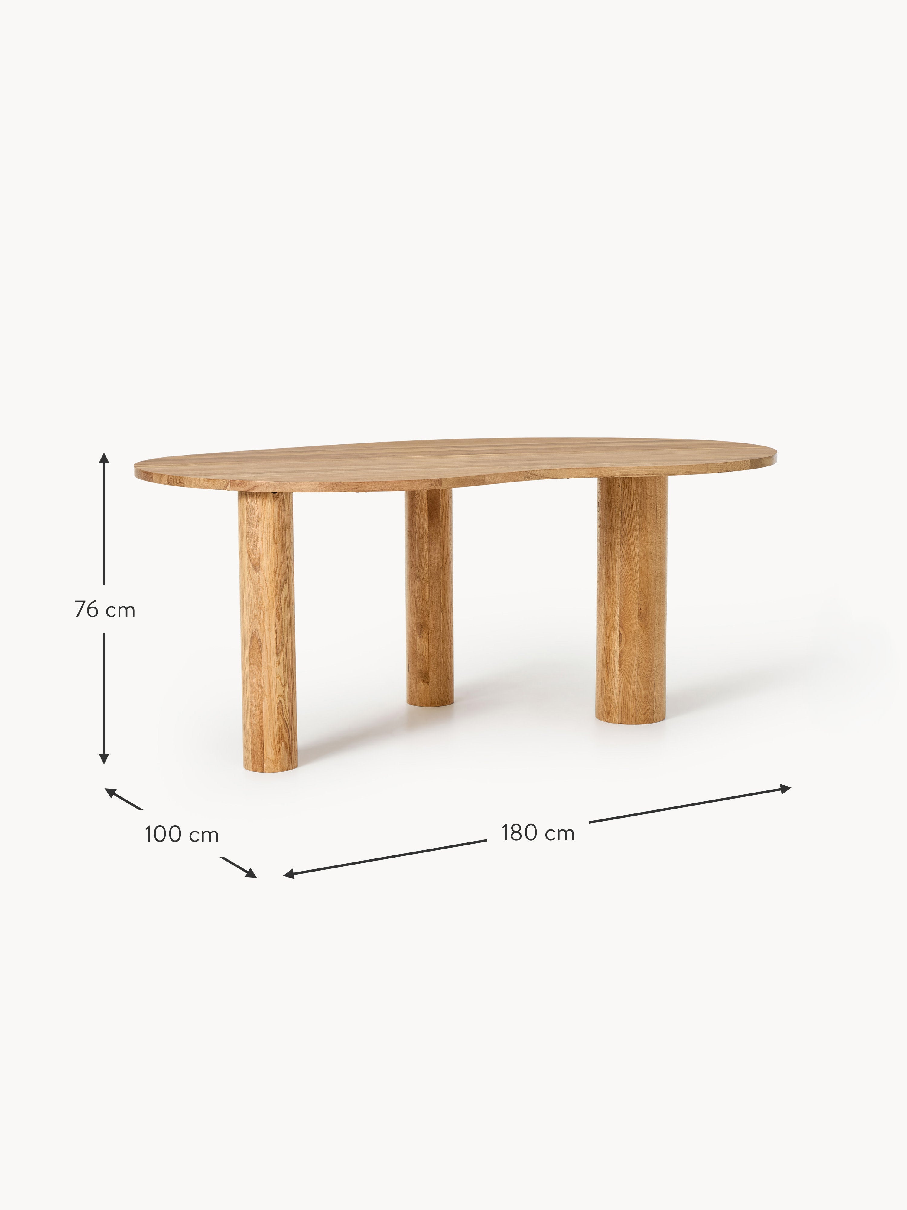 Naruto Organic-Shaped Oak Wood Dining Table, in various sizes