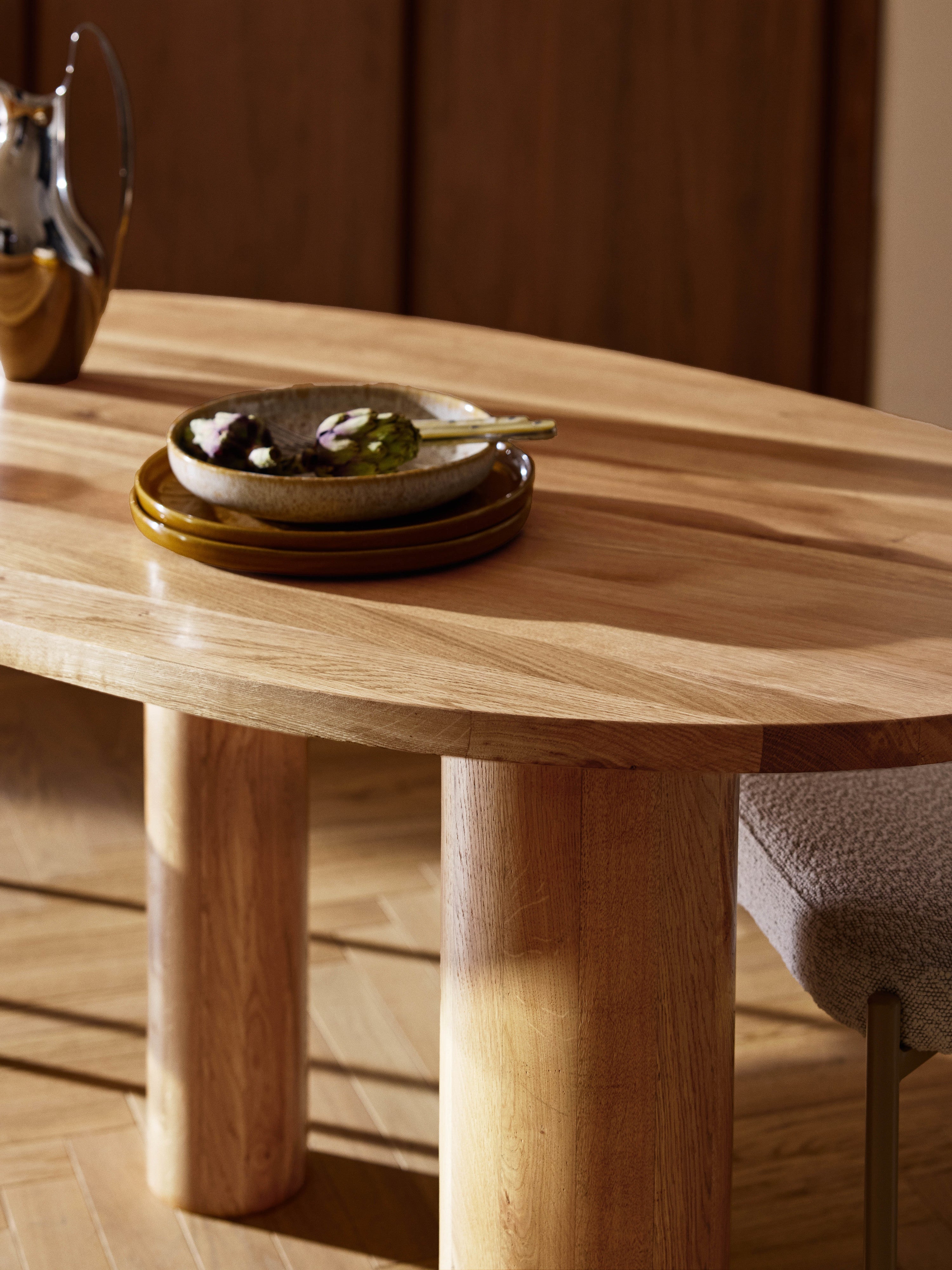 Naruto Organic-Shaped Oak Wood Dining Table, in various sizes