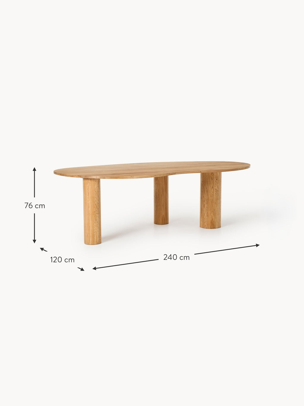 Naruto Organic-Shaped Oak Wood Dining Table, in various sizes