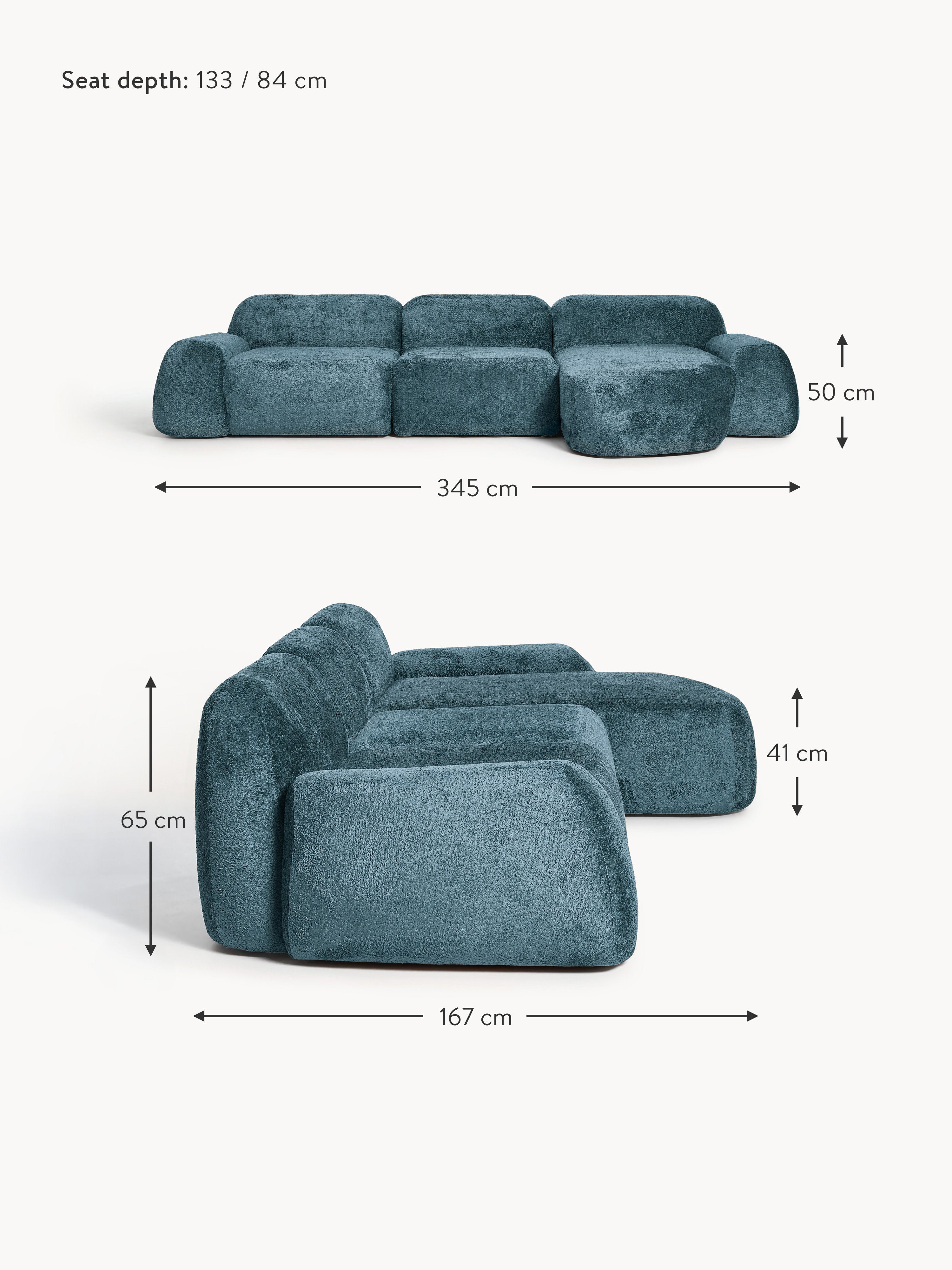 Wolke Modular Teddy Bouclé Corner Sofa (4-seater)