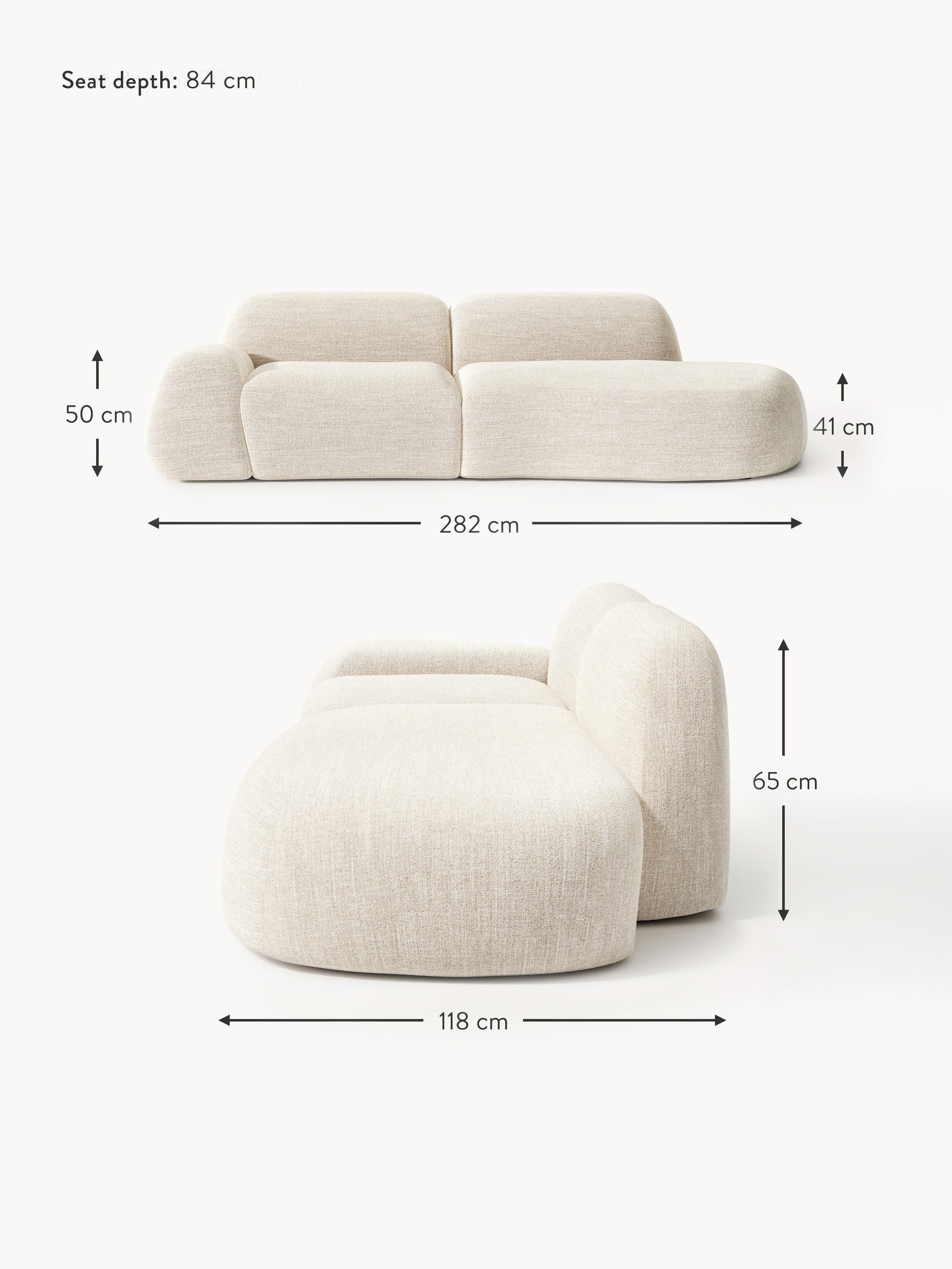 Wolke Modular Bouclé Chaise (3-seater)
