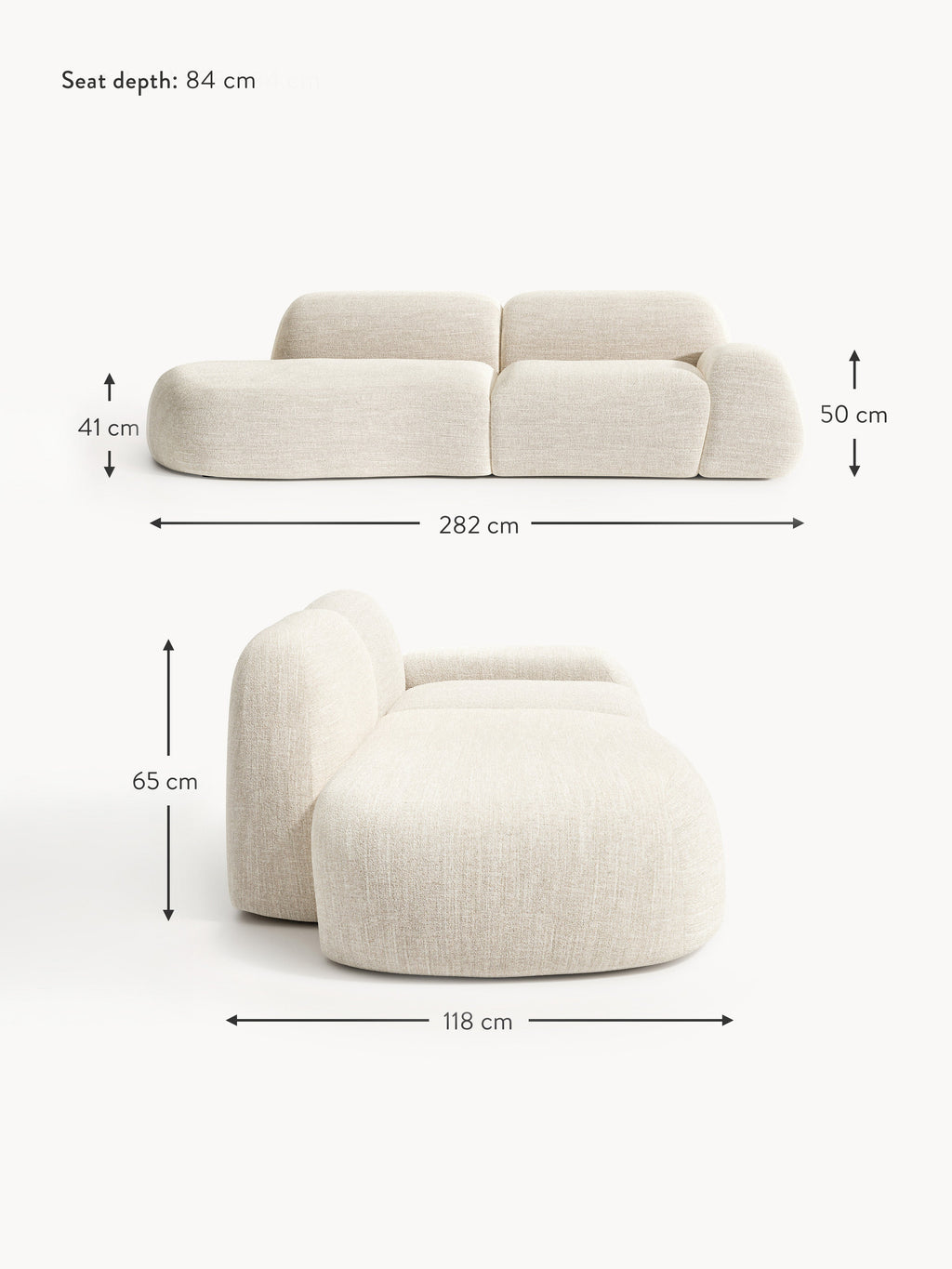 Wolke Modular Bouclé Chaise (3-seater)