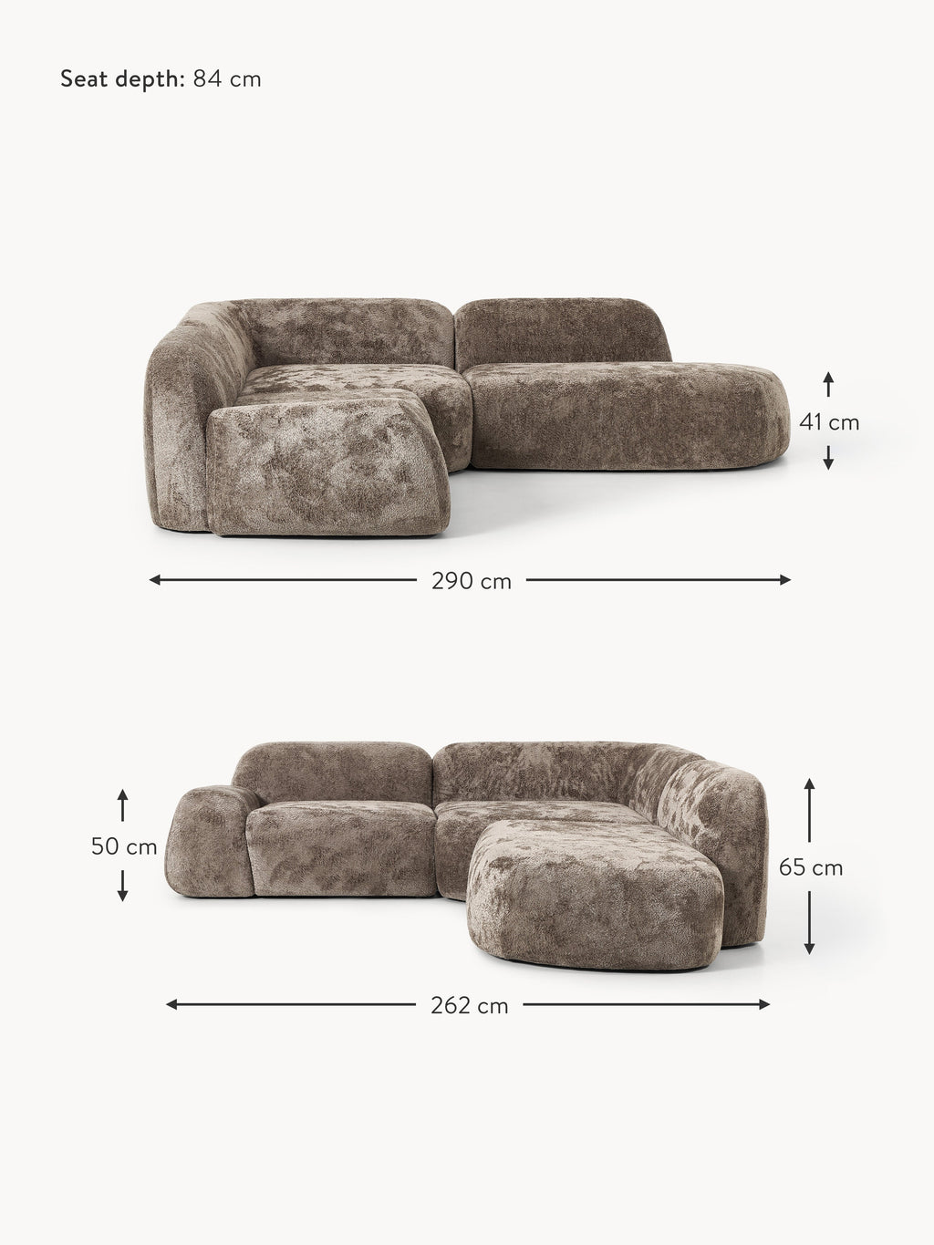 Wolke Modular Teddy Bouclé Corner Sofa (4-seater) with Chaise End