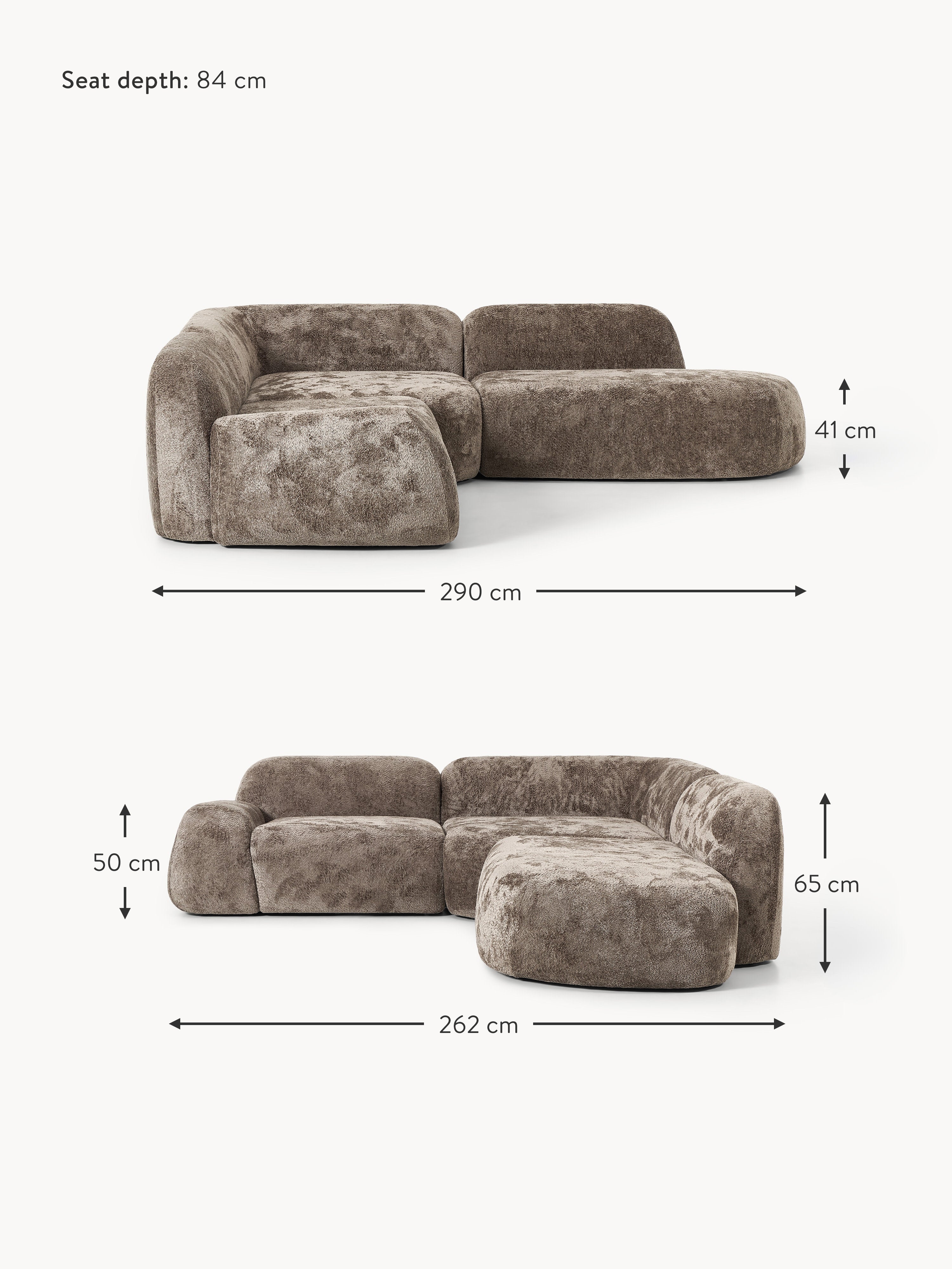Wolke Modular Teddy Bouclé Corner Sofa (4-seater) with Chaise End