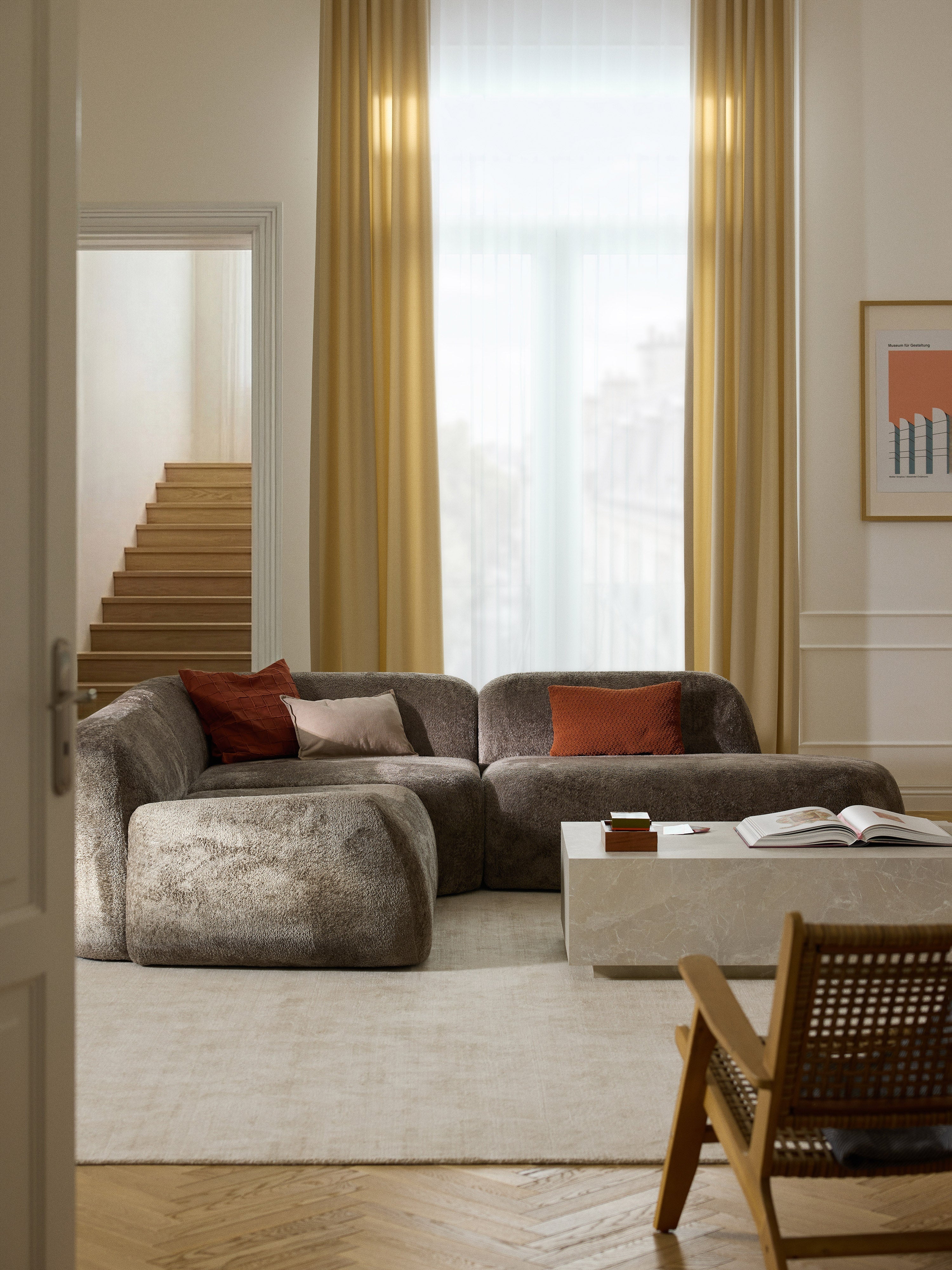 Wolke Modular Teddy Bouclé Corner Sofa (4-seater) with Chaise End