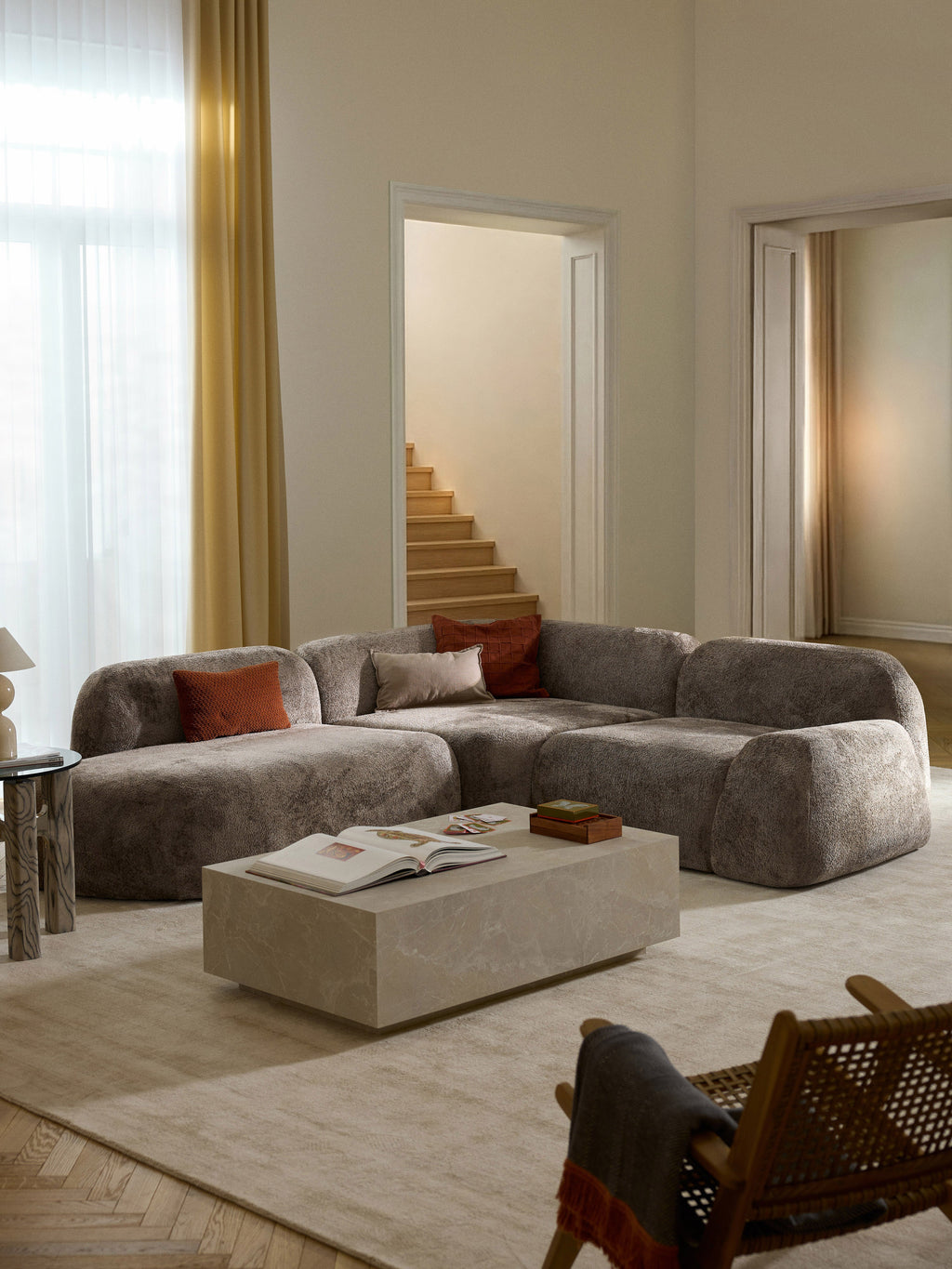 Wolke Modular Teddy Bouclé Corner Sofa (4-seater) with Chaise End