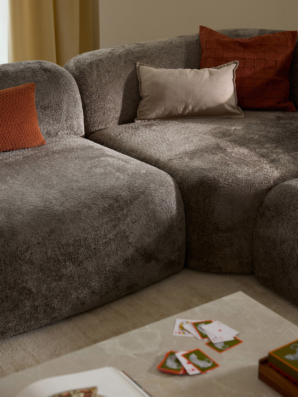 Wolke Modular Teddy Bouclé Corner Sofa (4-seater) with Chaise End