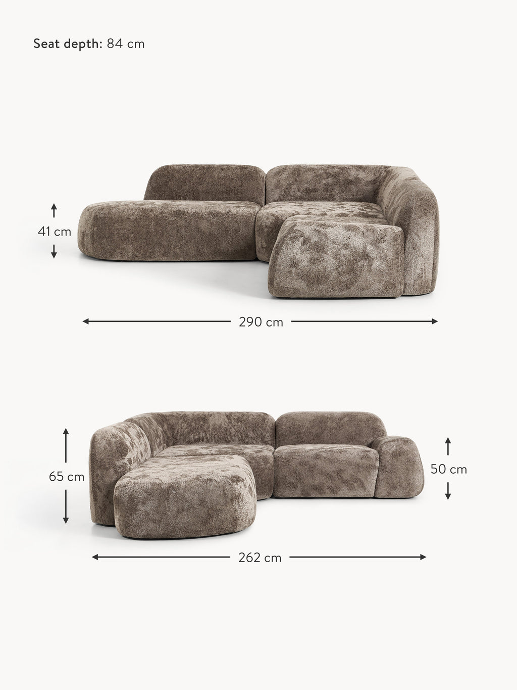 Wolke Modular Teddy Bouclé Corner Sofa (4-seater) with Chaise End