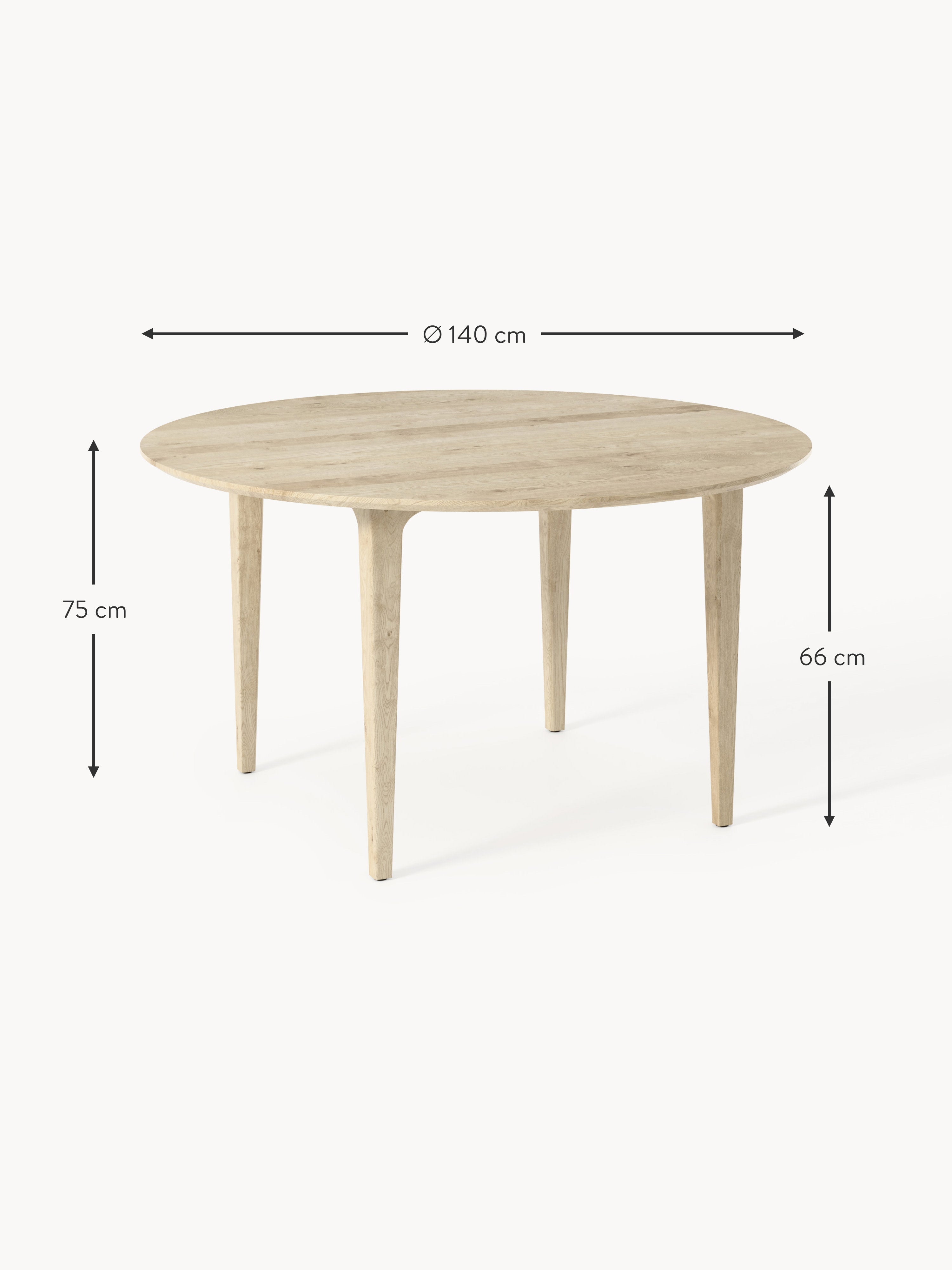 Archie Round Oak Wood Dining Table, various sizes