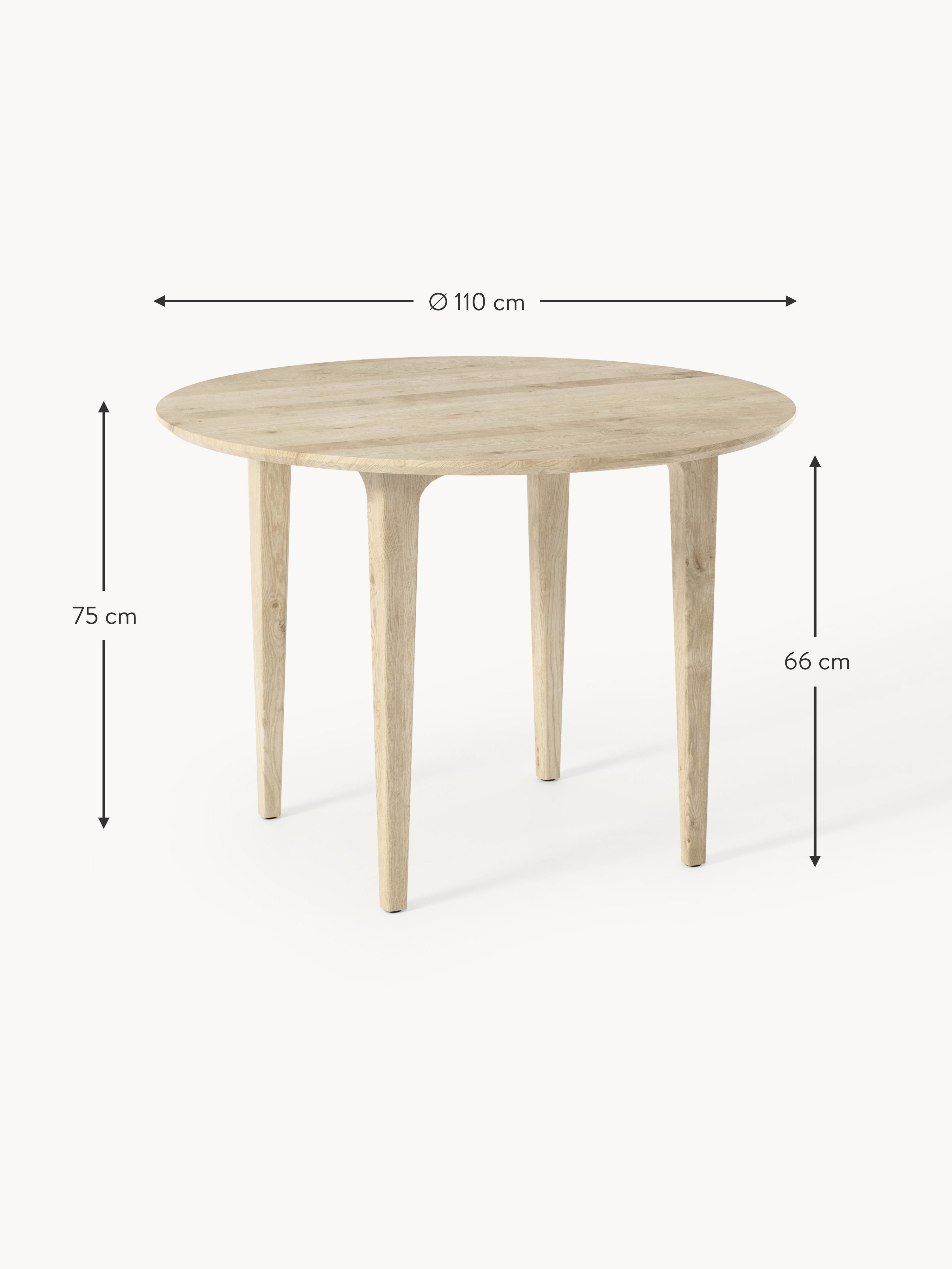 Archie Round Oak Wood Dining Table, various sizes