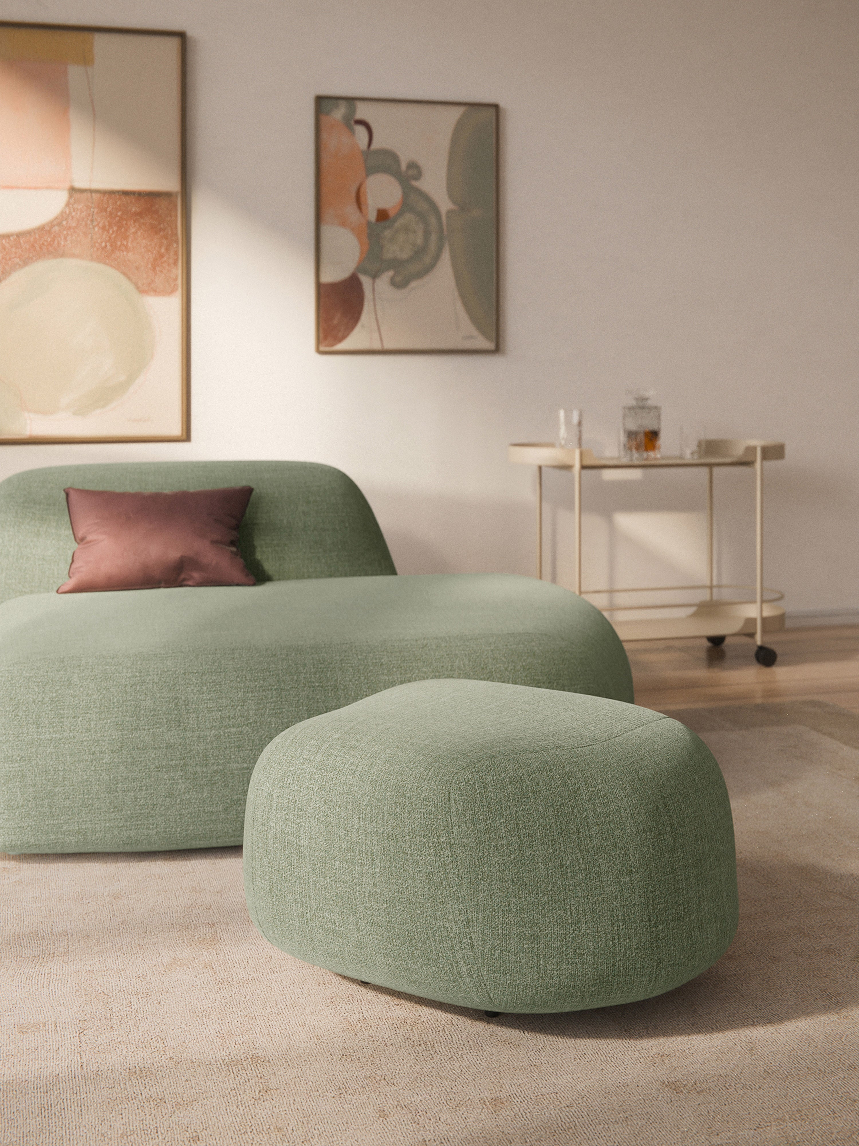 Wolke Oval Bouclé Ottoman