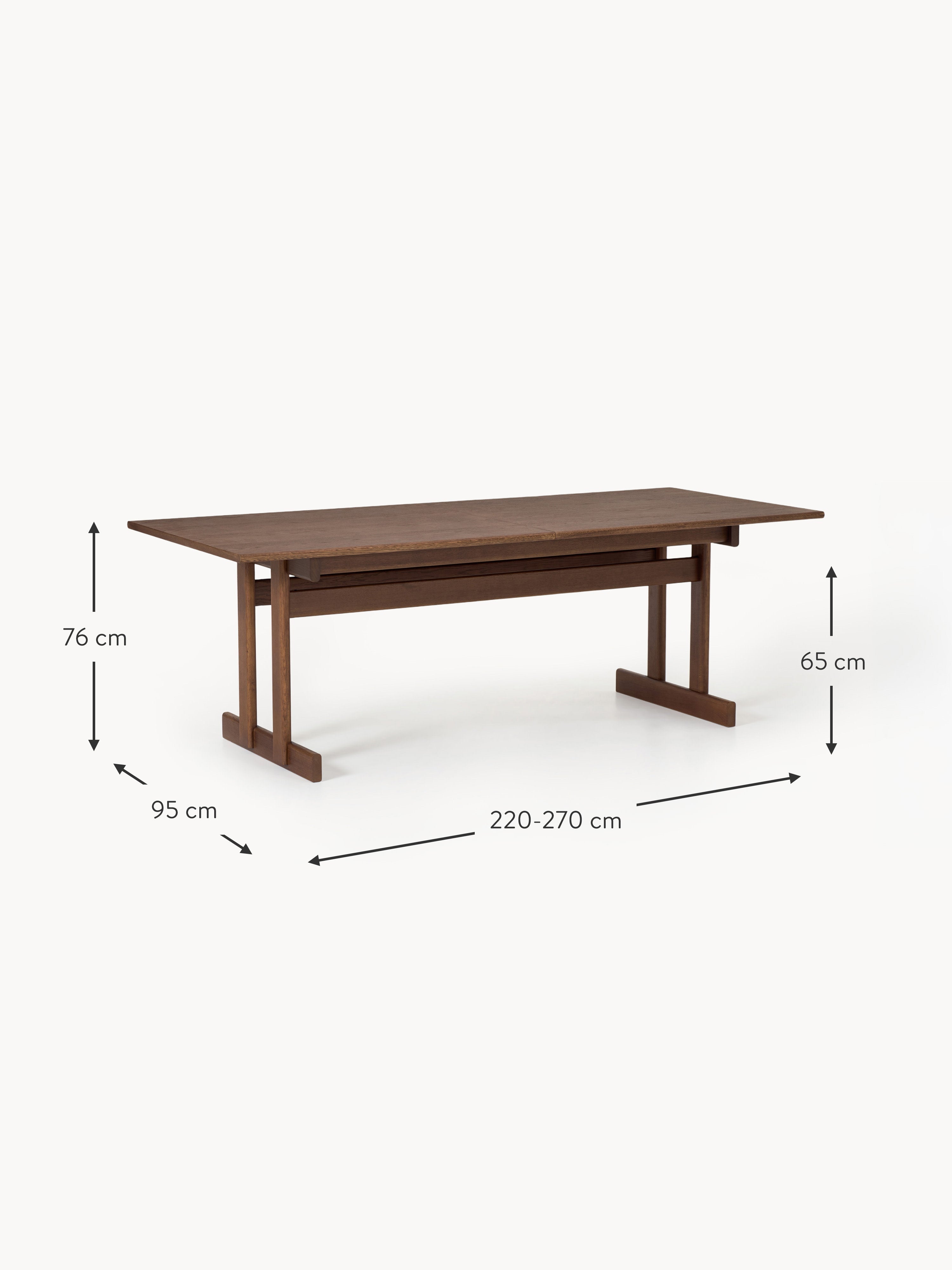 Brynn Extendable Oak Wood Dining Table, in various sizes