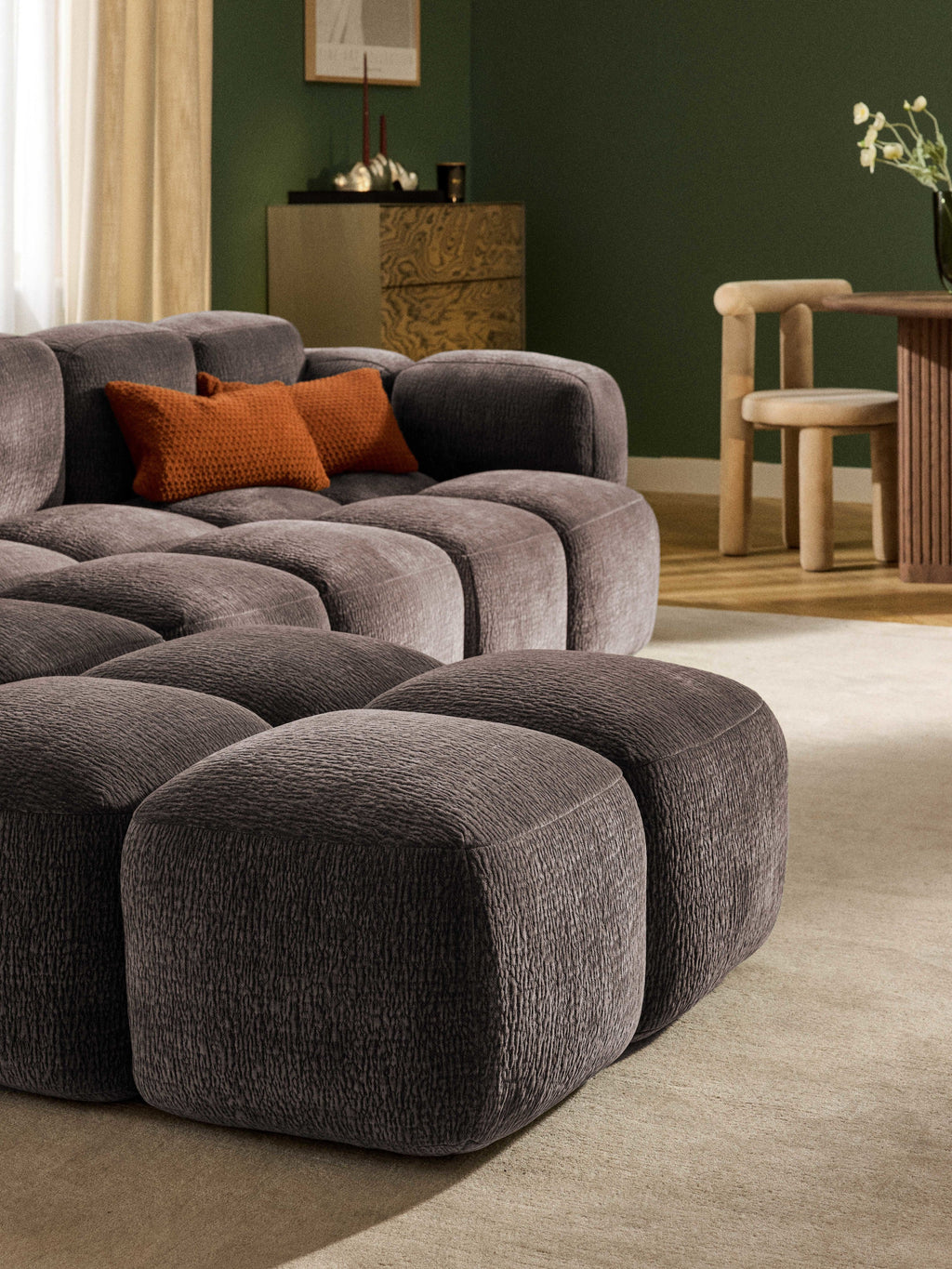 Tayla Modular Sofa (4-seater) with Ottoman (left/right)
