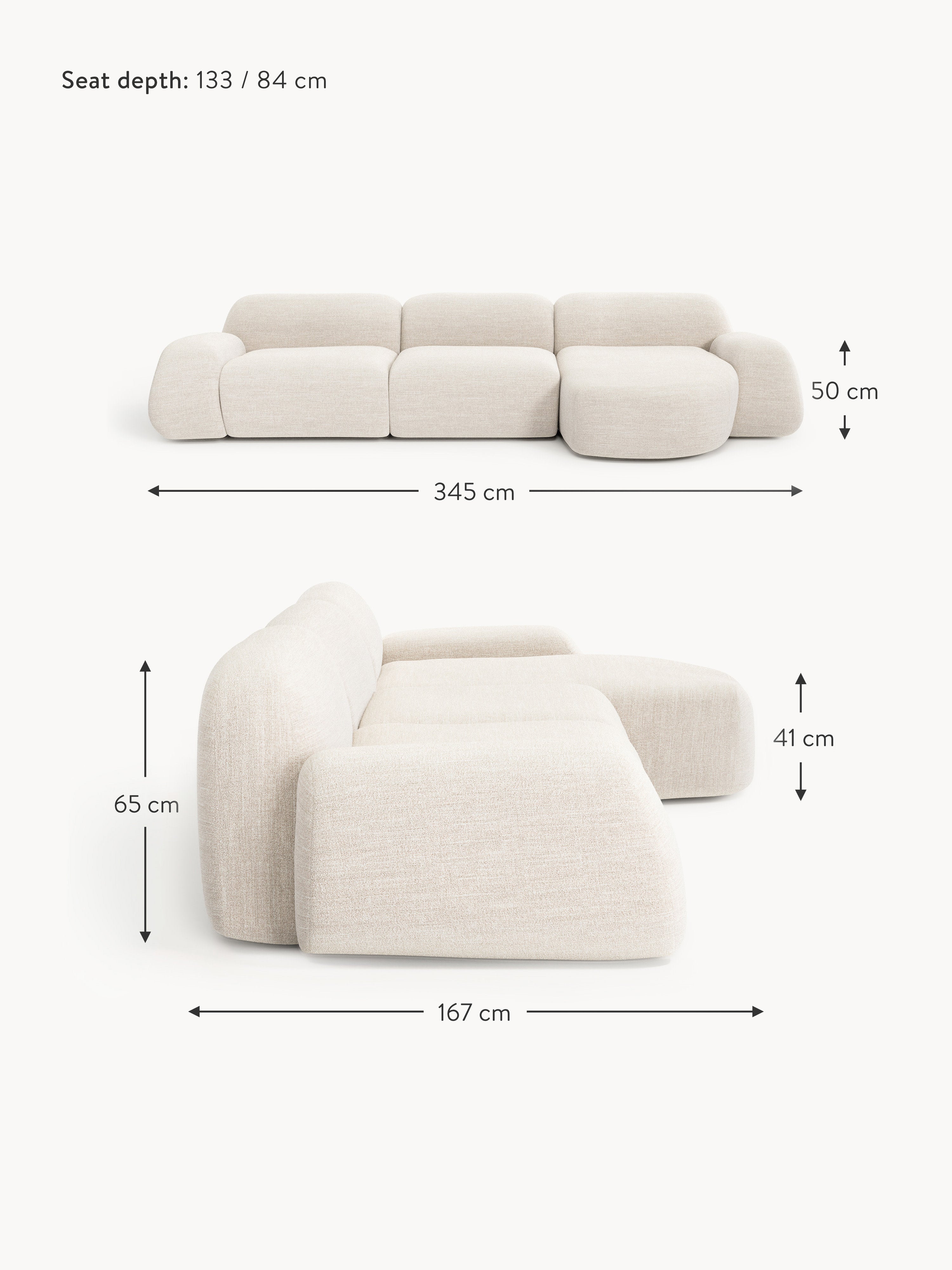 Wolke Modular Bouclé Corner Sofa (4-seater)